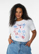 T-shirt en coton bio avec imprim&eacute; plage, Blanc, Model image number 0