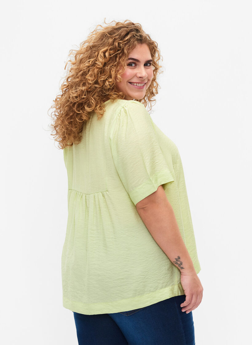 Bluse mit halblangen Ärmeln aus Viskose, Lily Green, Model image number 1