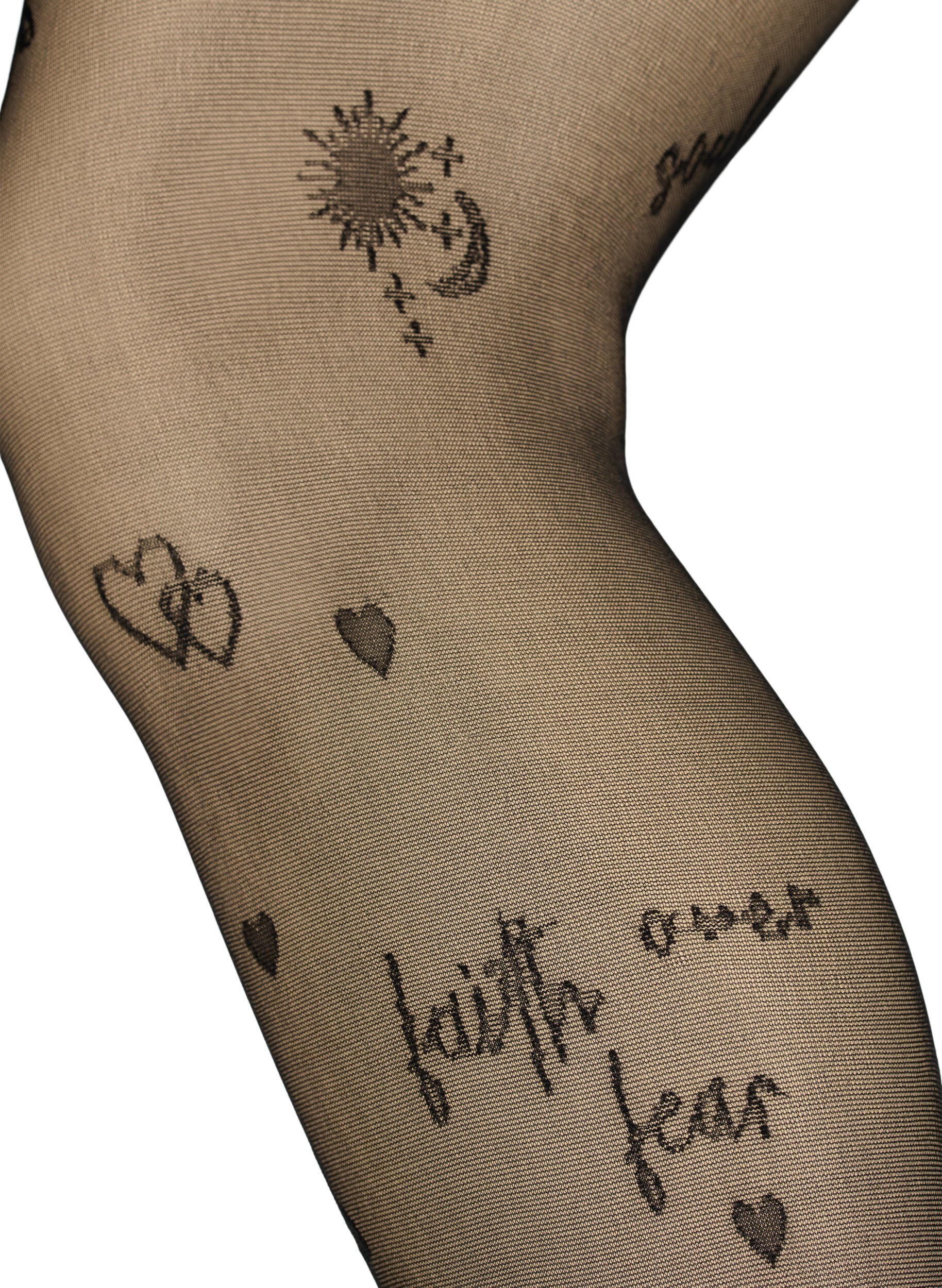 Zizzi Collants tatouage en 25 denier, Black, Packshot image number 1