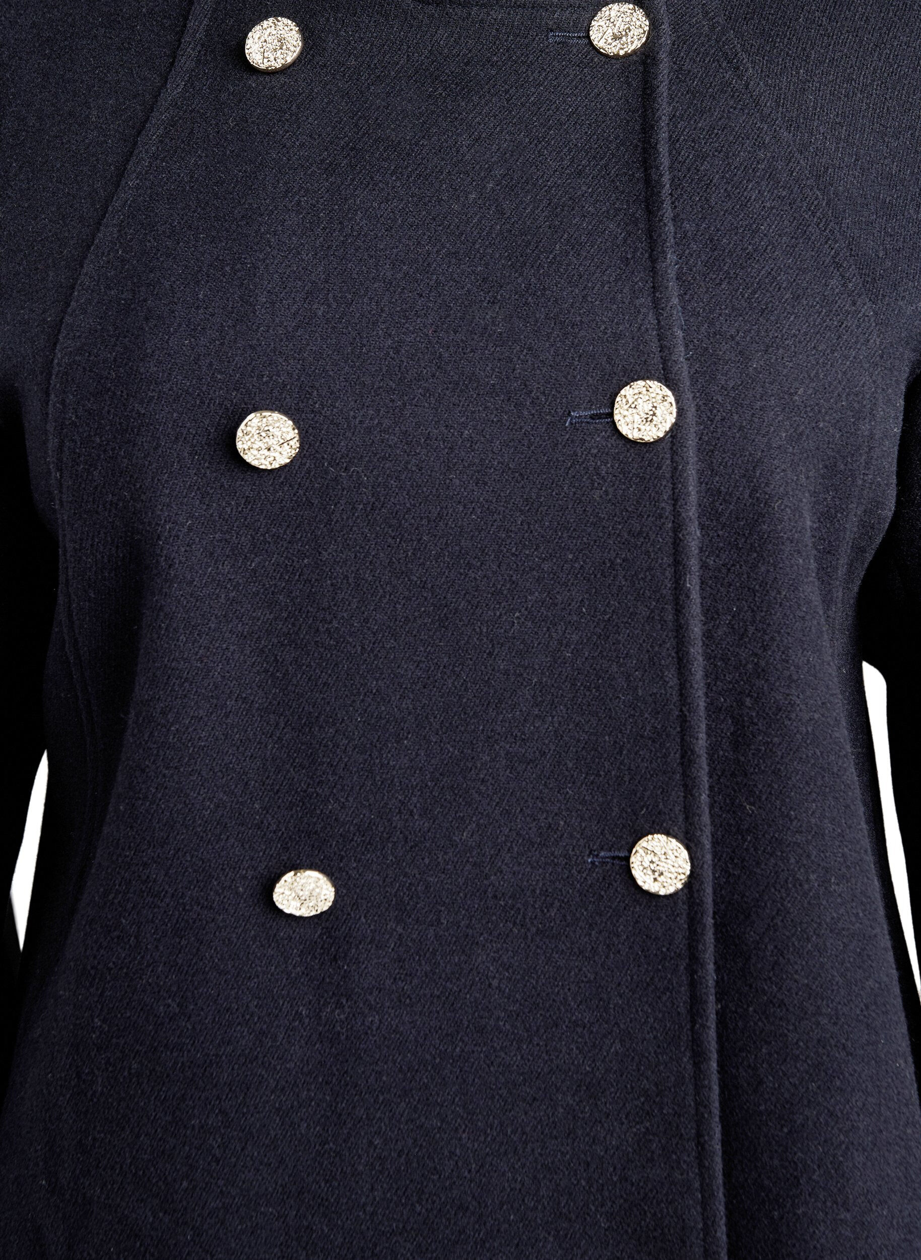 Zizzi Manteau coupe &eacute;vas&eacute;e avec boutons dor&eacute;s, Bleu, Packshot image number 2