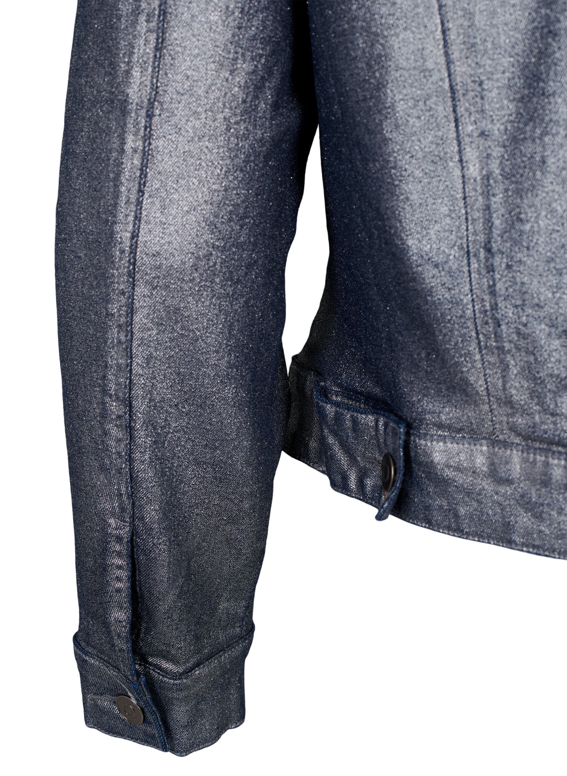 Zizzi Kurze Jeansjacke in Silberbeschichtung, Gun Silver, Packshot image number 3