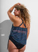 Haut de tankini imprim&eacute; avec armatures et bretelles crois&eacute;es, Bleu, Model image number 1