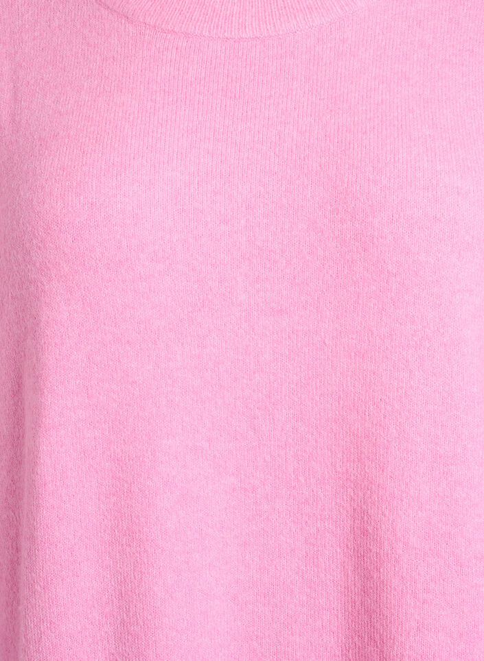 Strickkleid mit 3/4-Ärmeln und Rundhalsausschnitt, B. Pink White Mel., Packshot image number 2