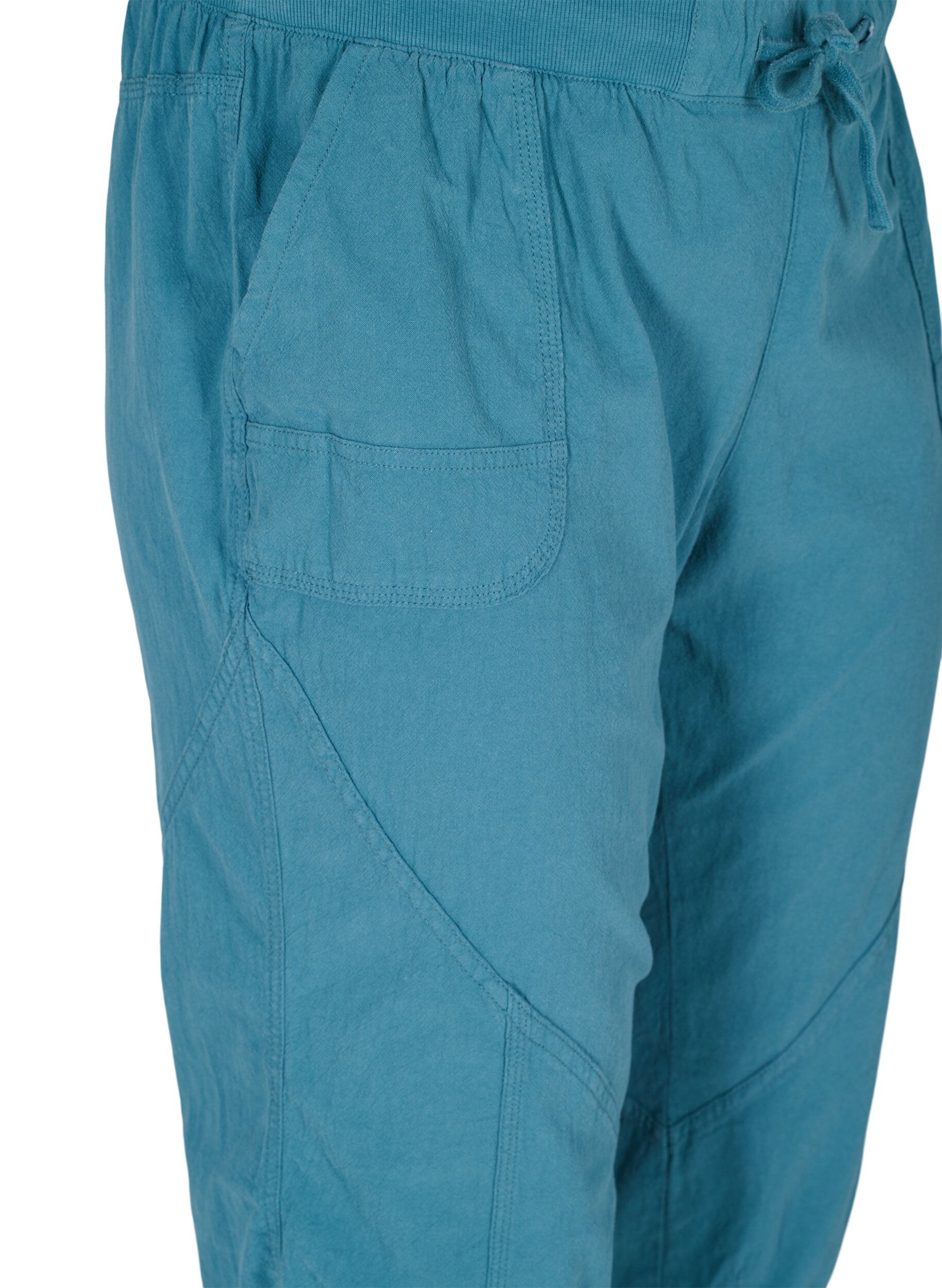 Zizzi Lockere Caprihose aus Baumwolle, Petrol, Packshot image number 2