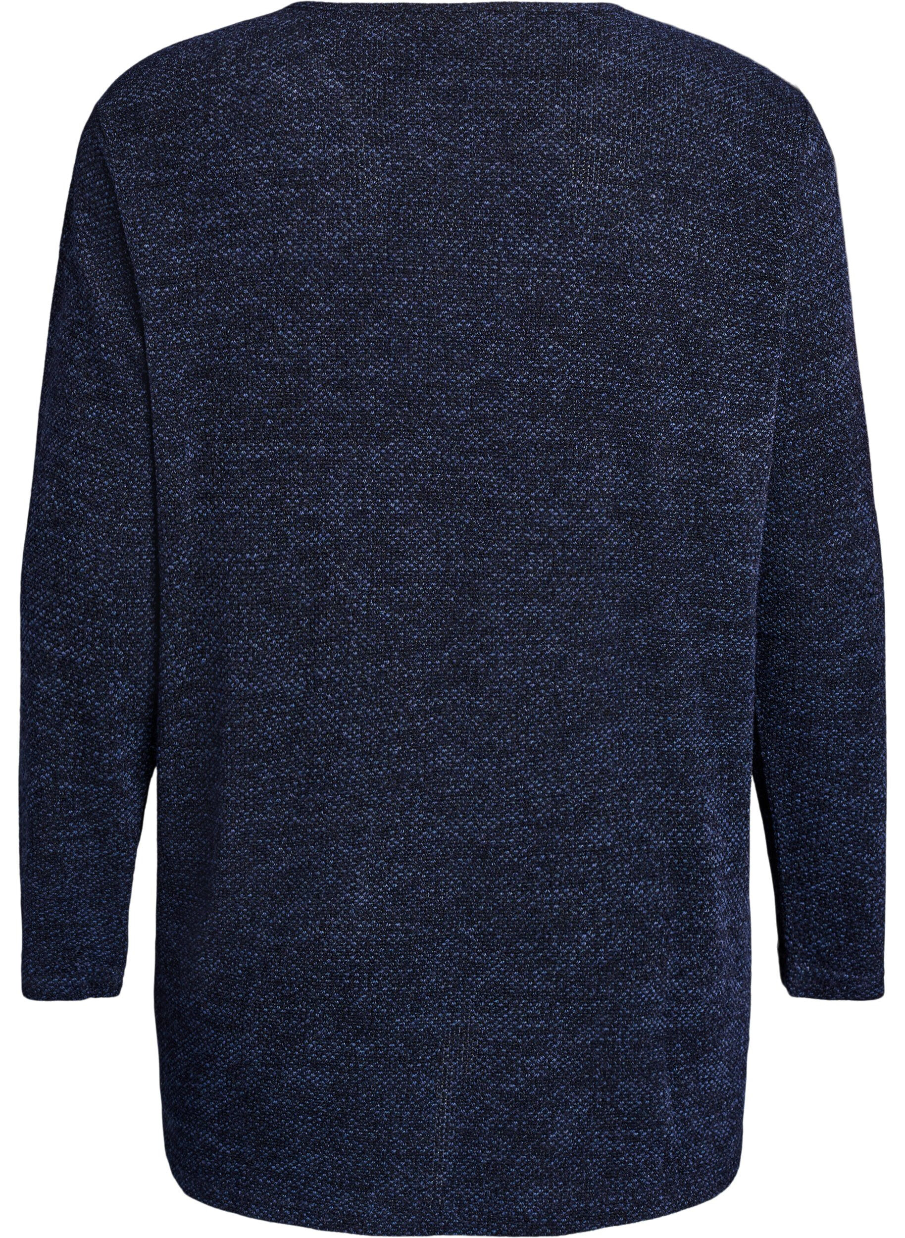 ZizziLang&auml;rmelige Bluse mit Struktur, Blau, Packshot image number 1