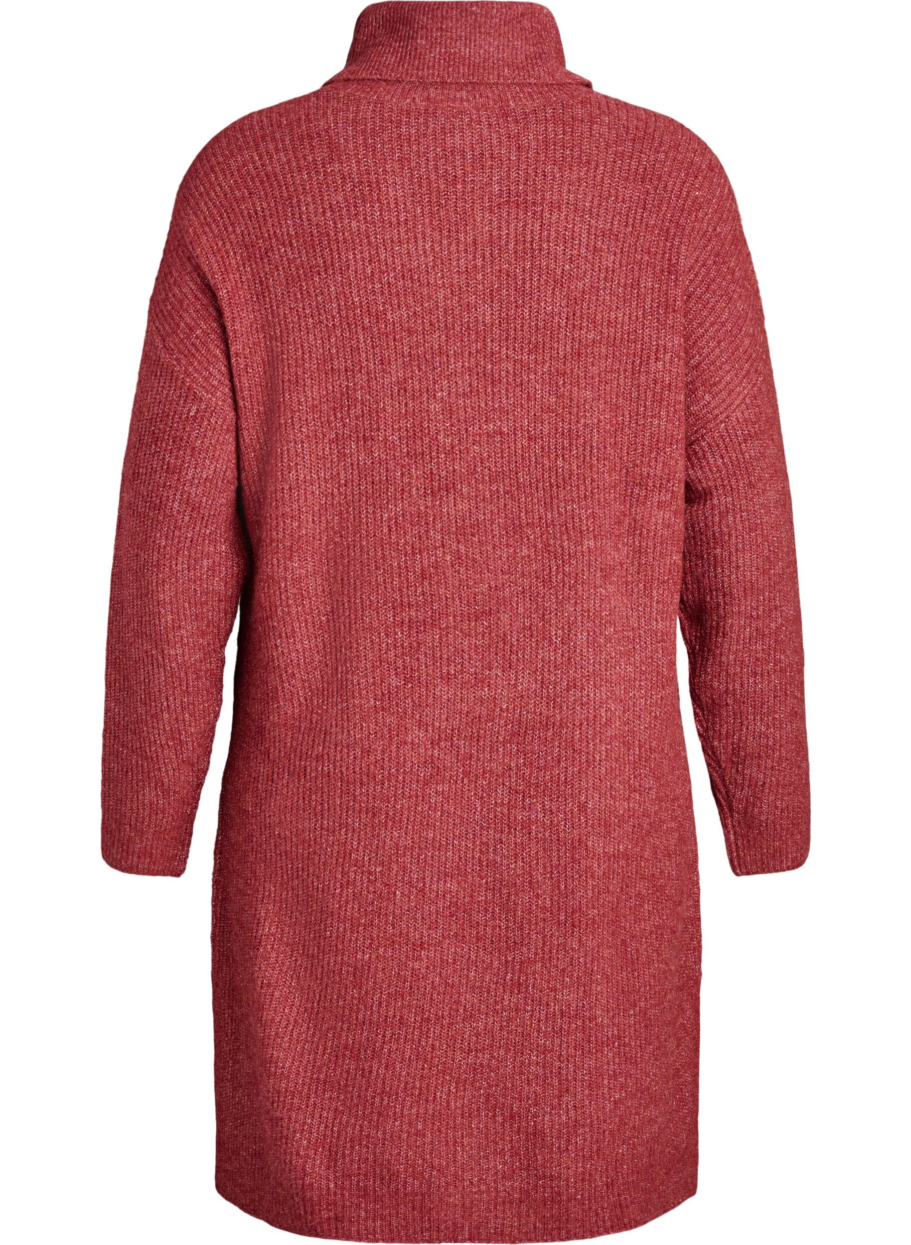 Zizzi FLASH - Strickkleid mit Rollkragen, Rot, Packshot image number 1