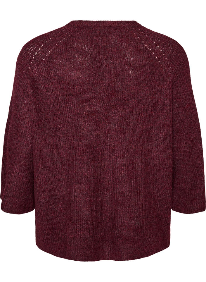 Pull c&ocirc;tel&eacute; &agrave; manches 3/4, Bordeaux, Packshot image number 1