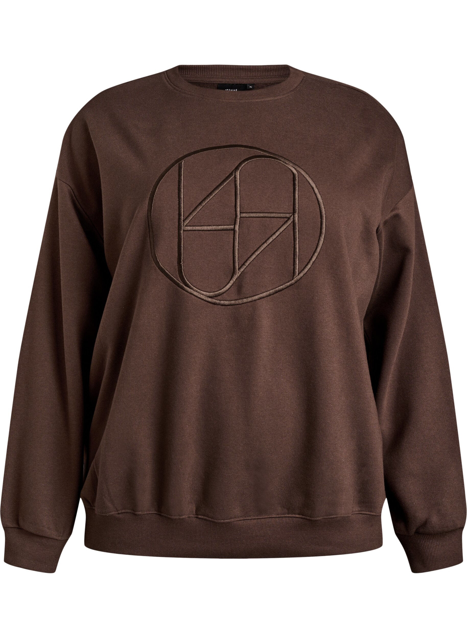 Zizzi Sweatshirt avec motif, Marron, Packshot image number 0