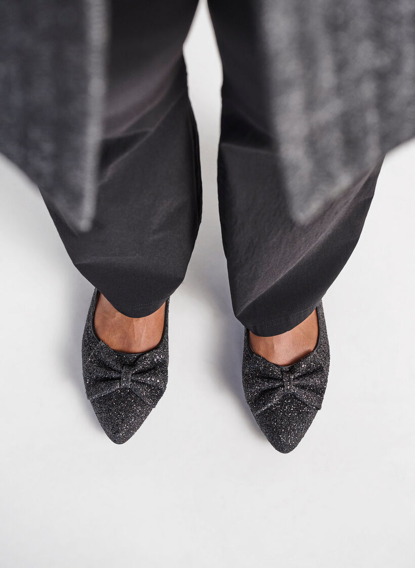 Glitzer-Ballerina mit weiter Passform und Schleife, Black, Image image number 0