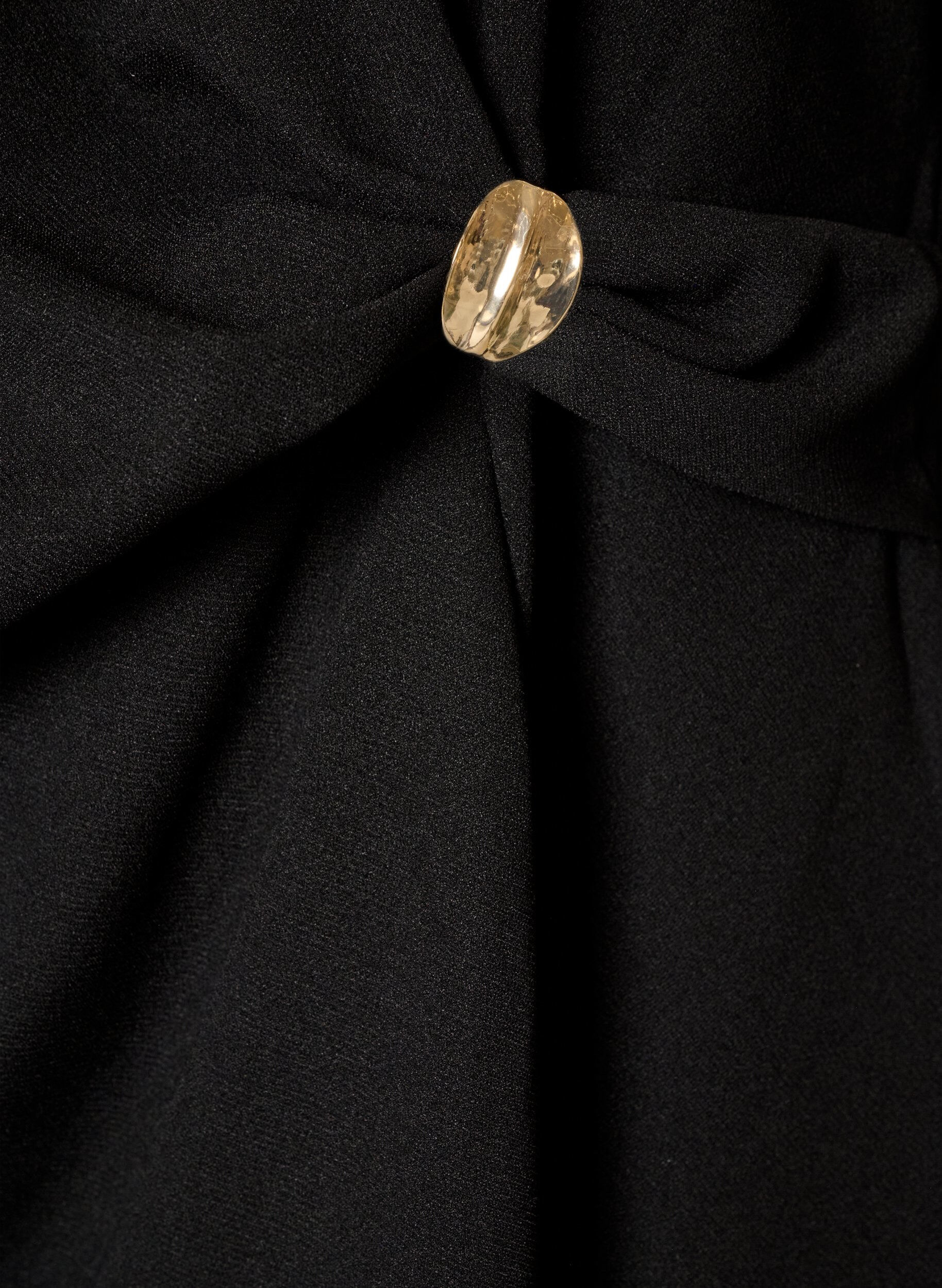 ZizziBlouse avec drap&eacute; asym&eacute;trique et manches 3/4, Noir, Packshot image number 3