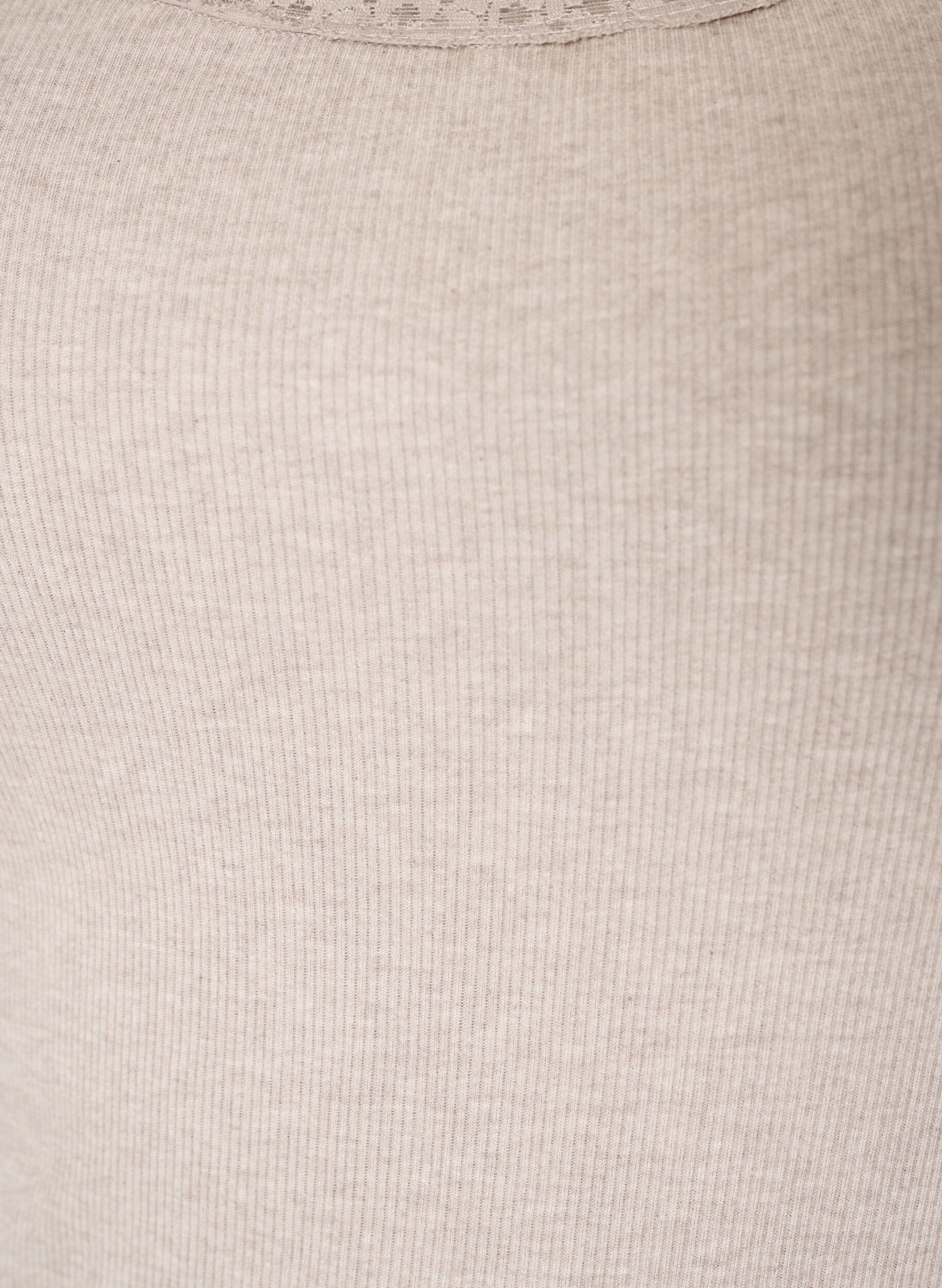 ZizziGeripptes Top mit Spitzen, Beige, Packshot image number 2