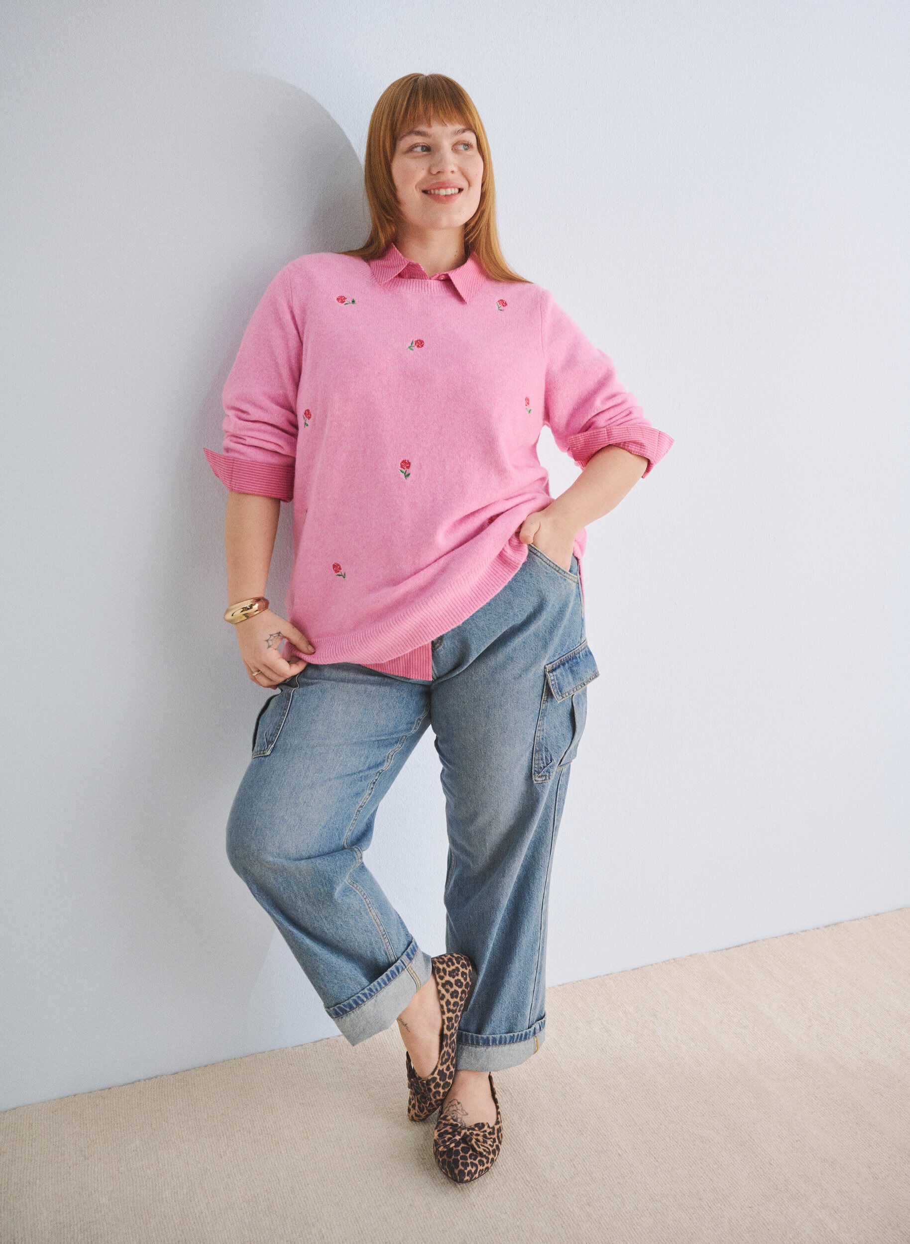 Zizzi Jean ample avec poches cargo, Light blue, Image image number 0