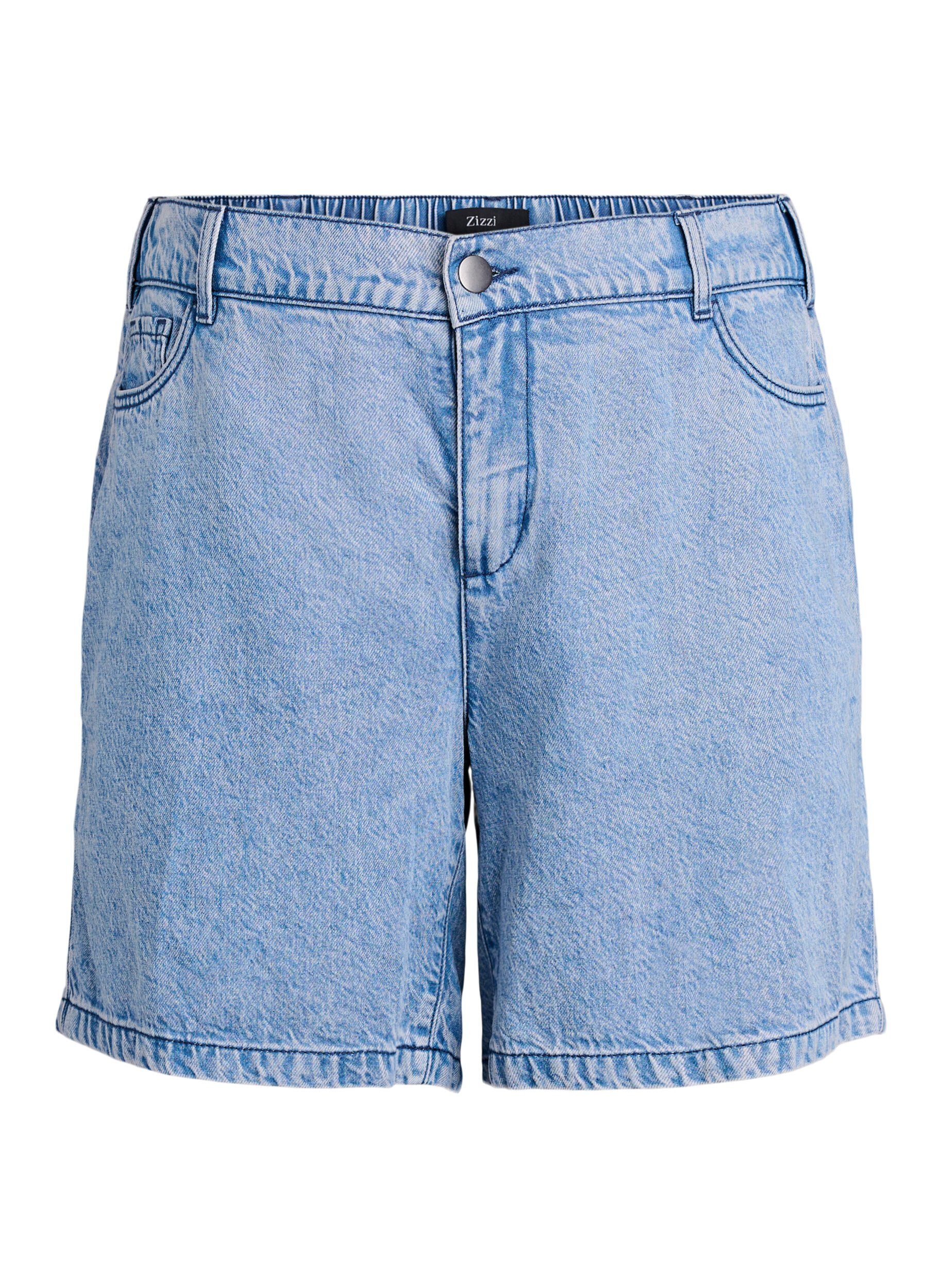 Zizzi Short en denim ample &agrave; taille haute, Bleu Clair, Packshot image number 0