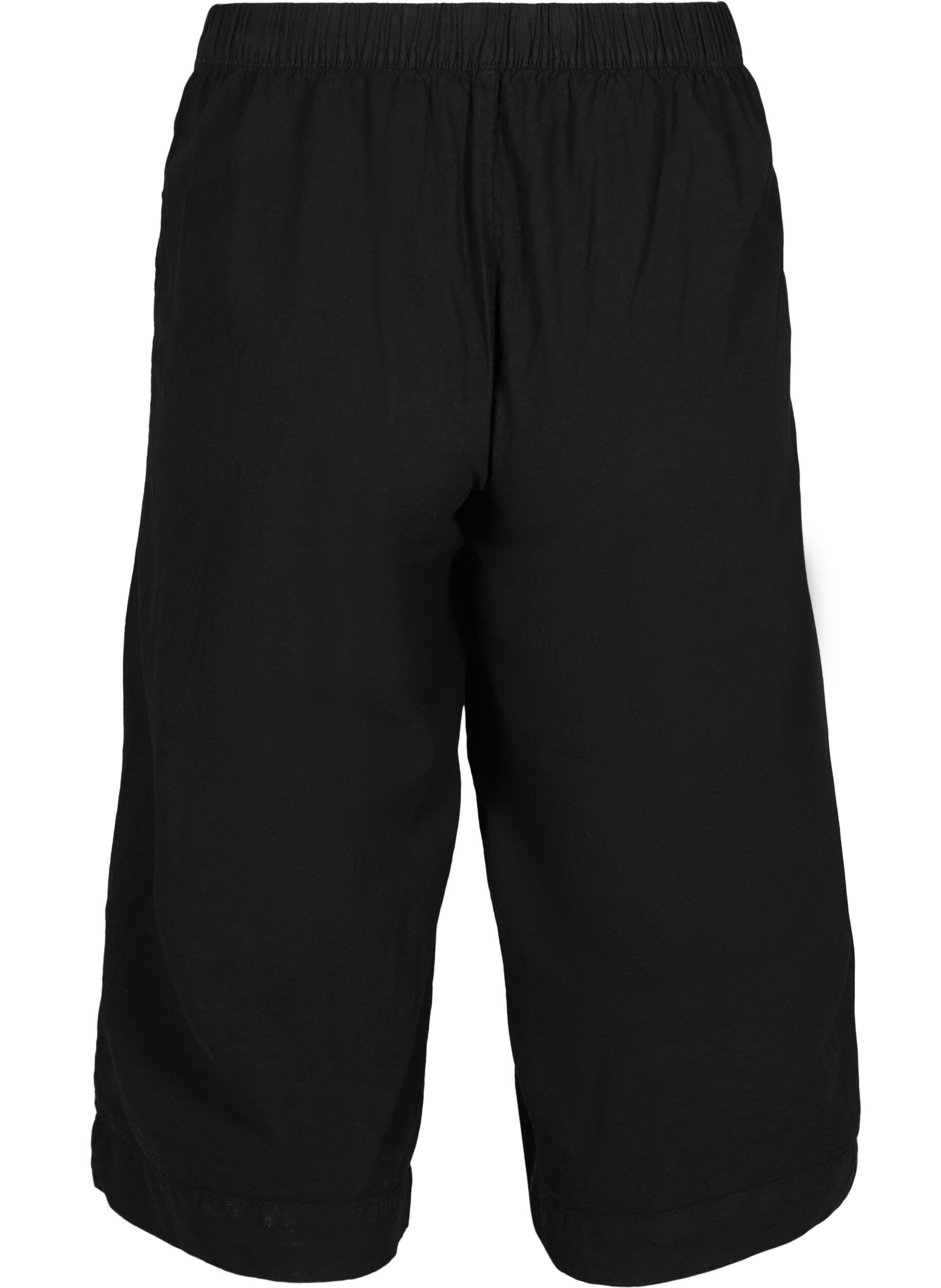 Zizzi Lockere Culottes aus Baumwolle, Black, Packshot image number 1