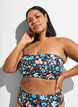 Haut de bikini bandeau &agrave; imprim&eacute; floral, Bleu, Model image number 0