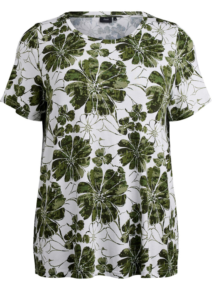 T-shirt avec imprim&eacute; floral, Vert, Packshot image number 0