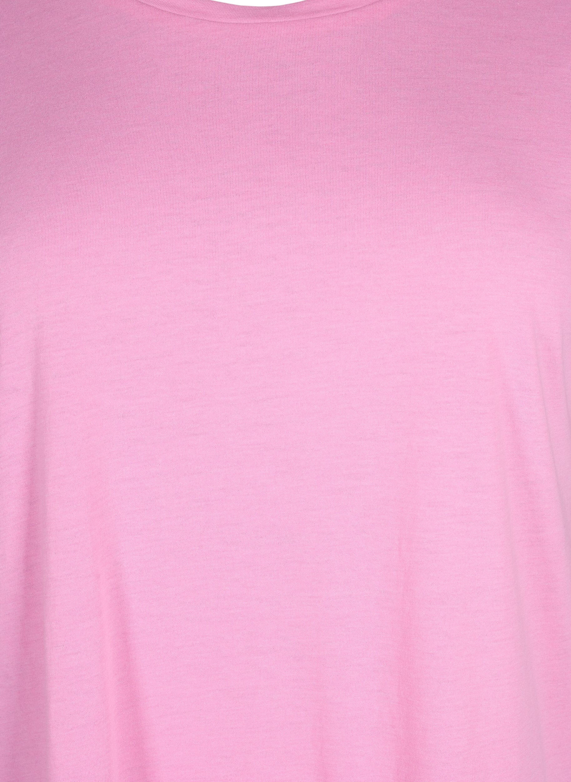 Zizzi Kurz&auml;rmeliges T-Shirt aus einer Baumwollmischung, Pink, Packshot image number 2