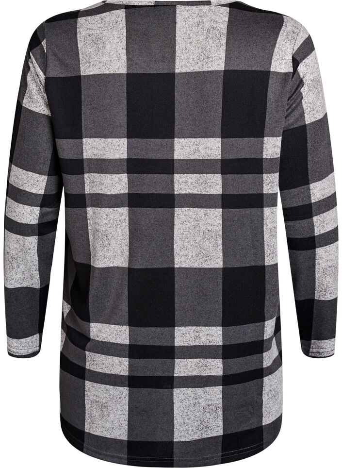 Gemusterte Bluse mit langen Ärmeln, Grau, Packshot image number 1