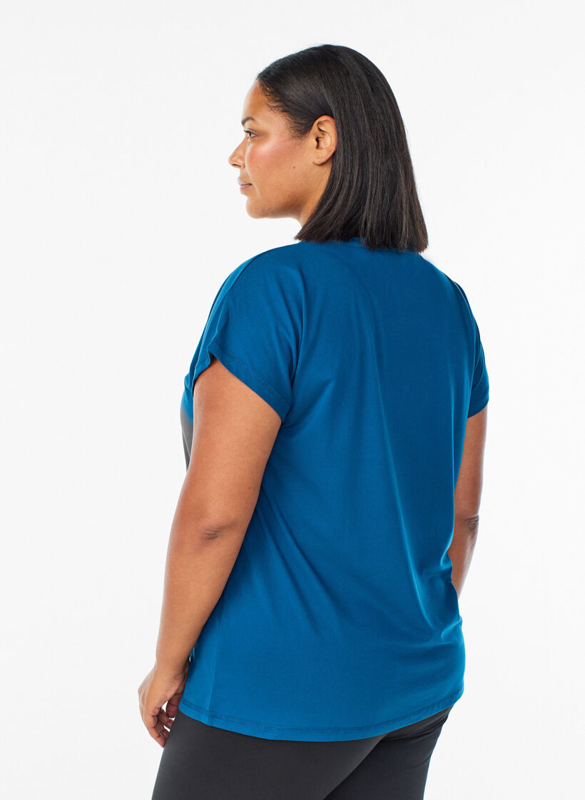 Einfarbiges Trainings-T-Shirt, Blau, Model image number 2