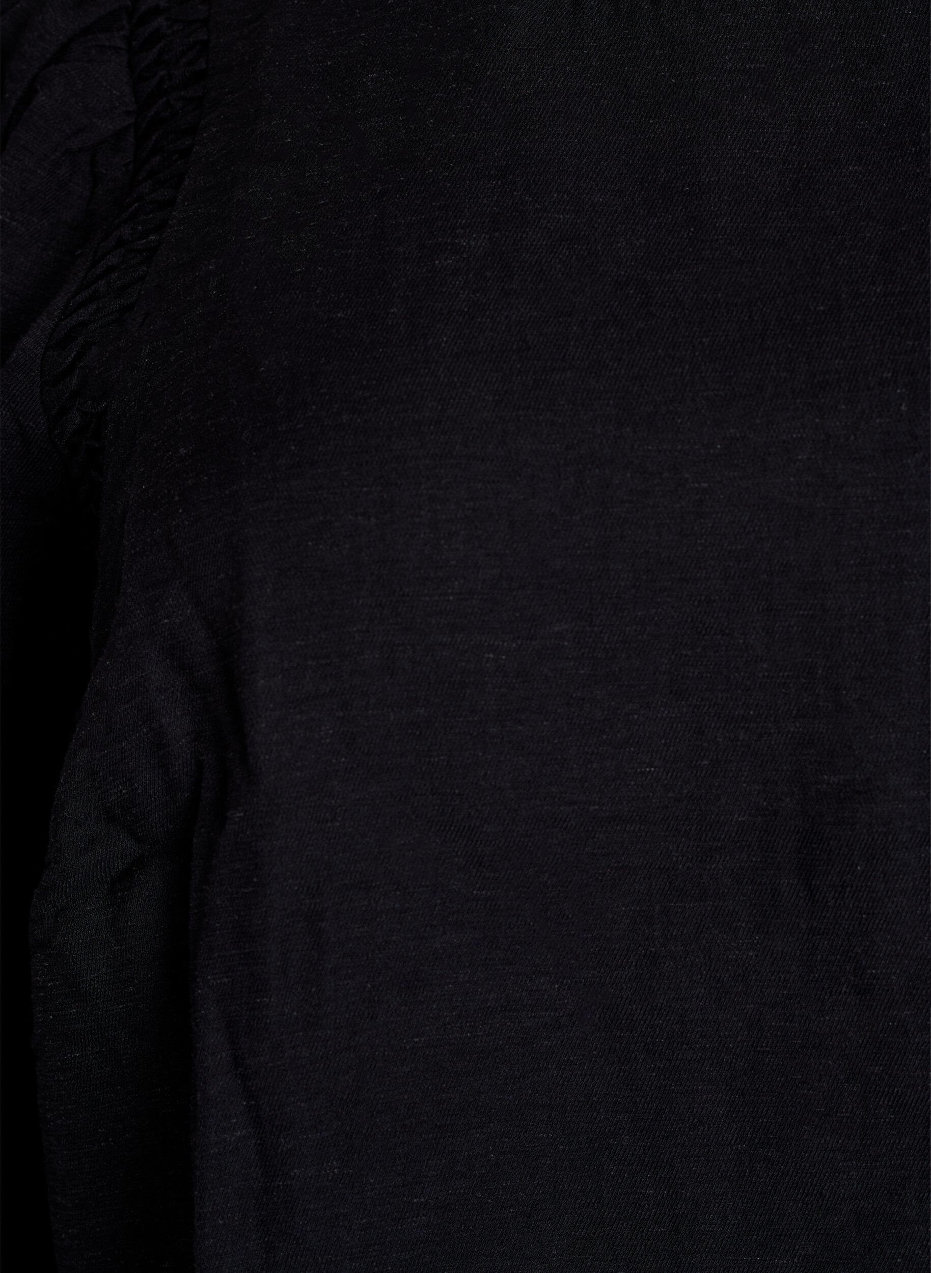 Zizzi Blouse en m&eacute;lange de viscose avec du lin et &eacute;paules fronc&eacute;es, Noir, Packshot image number 2