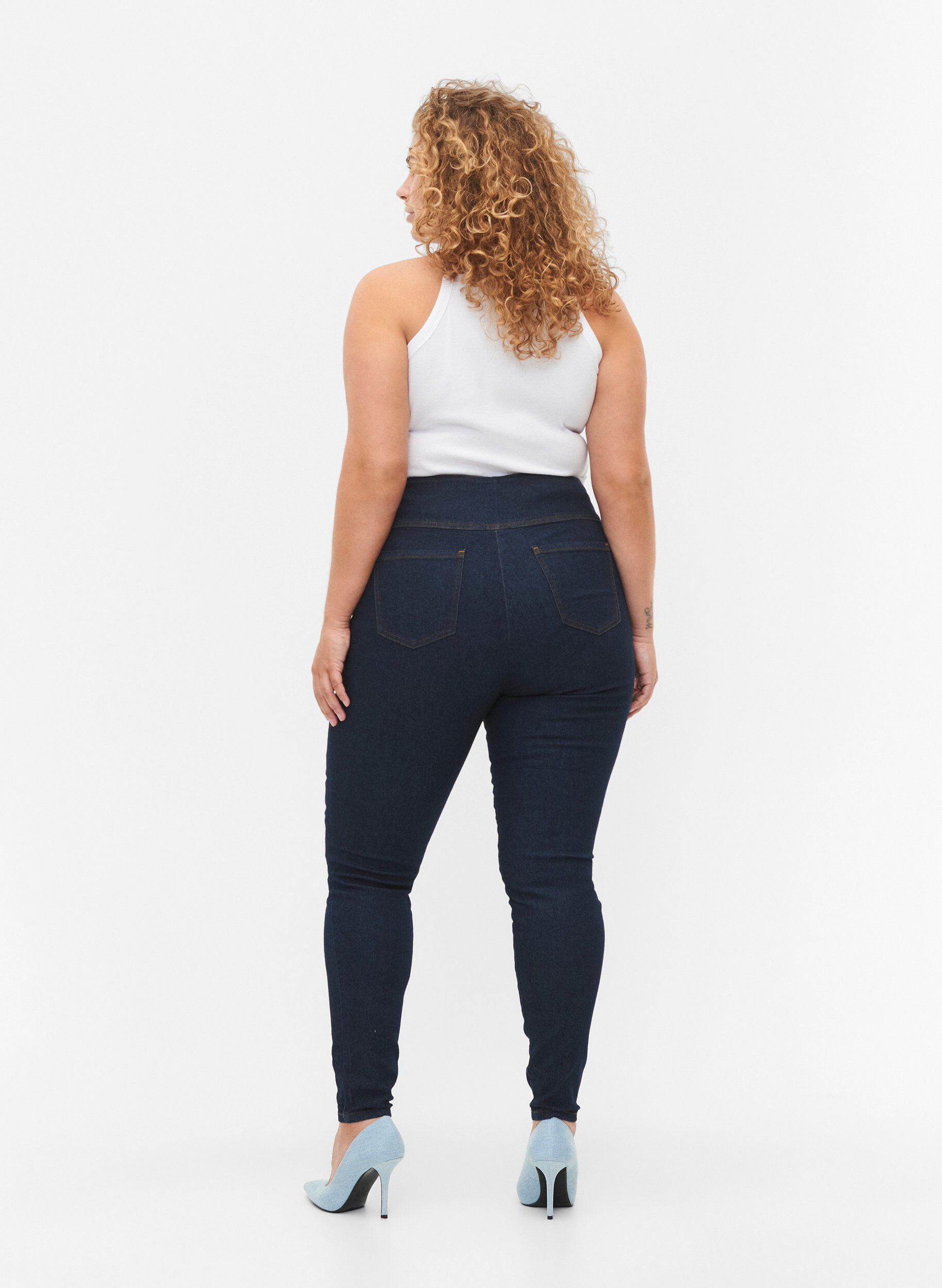 Zizzi Jeggings en coton extensible m&eacute;lang&eacute;, Dark blue, Model image number 1