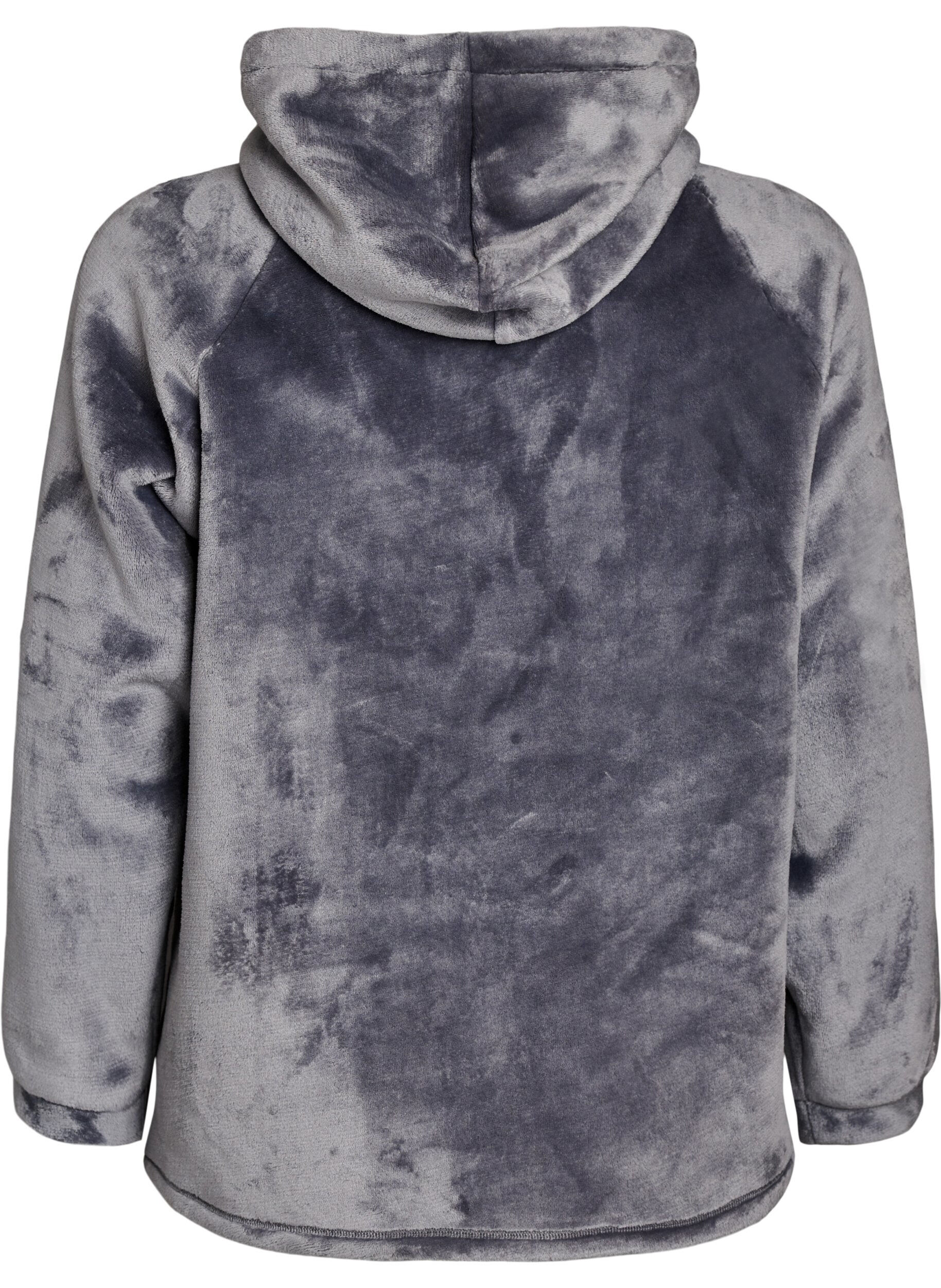 ZizziHoodie aus Velours mit K&auml;ngurutasche, Grau, Packshot image number 1