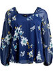 Chemisier en mousseline avec imprim&eacute; floral et manches longues, Bleu, Packshot image number 0