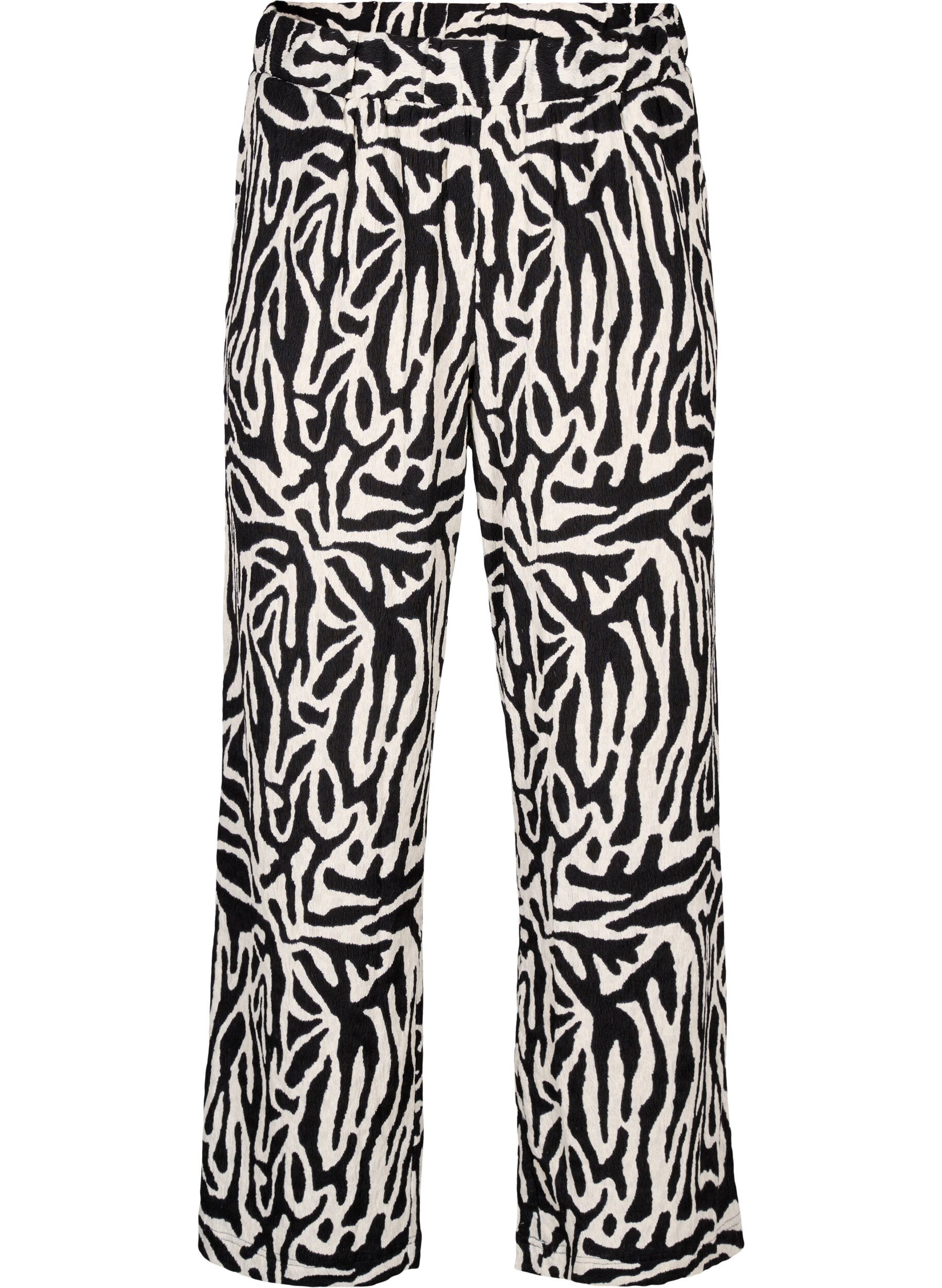Zizzi Pantalon imprim&eacute; motif z&egrave;bre, Noir, Packshot image number 0