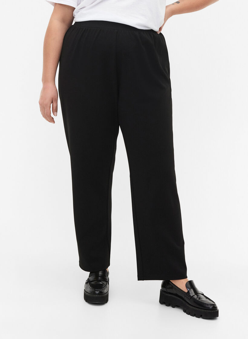 Pantalon &agrave; coupe droite, Noir, Model image number 3