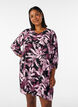 Kurzes gebl&uuml;mtes Kleid aus Viskose mit 3/4-&Auml;rmeln, Schwarz, Model image number 0