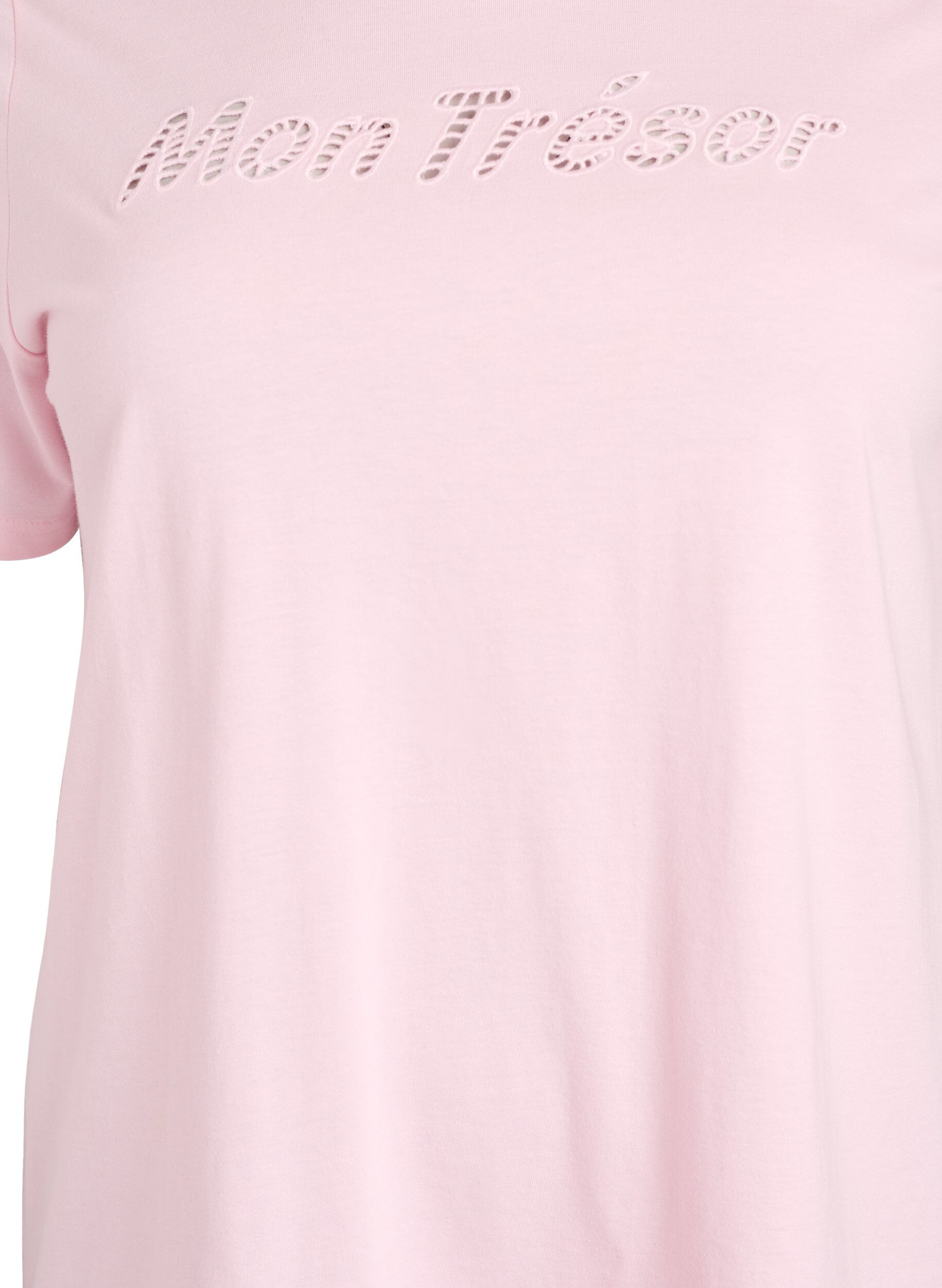 Zizzi T-shirt en coton avec un d&eacute;tail d&eacute;coratif sur le devant, Rose, Packshot image number 2