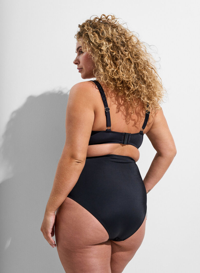 Bas de bikini &agrave; taille haute, Noir, Model image number 1