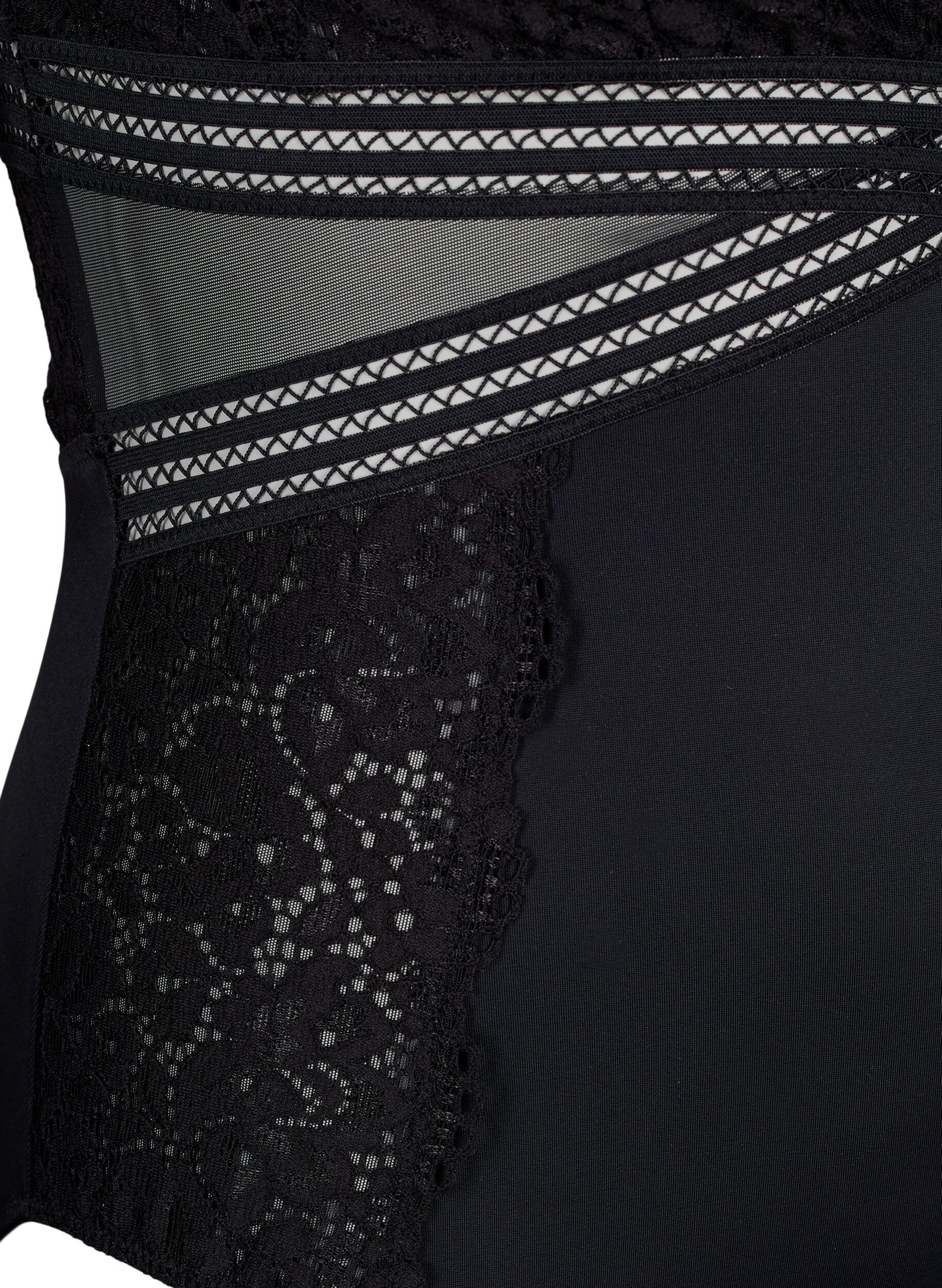 Zizzi Body avec dentelle et d&eacute;coupes, Black, Packshot image number 3