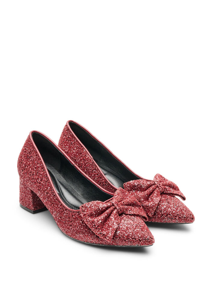 Escarpin &agrave; paillettes avec n&oelig;ud, Bordeaux, Packshot image number 1