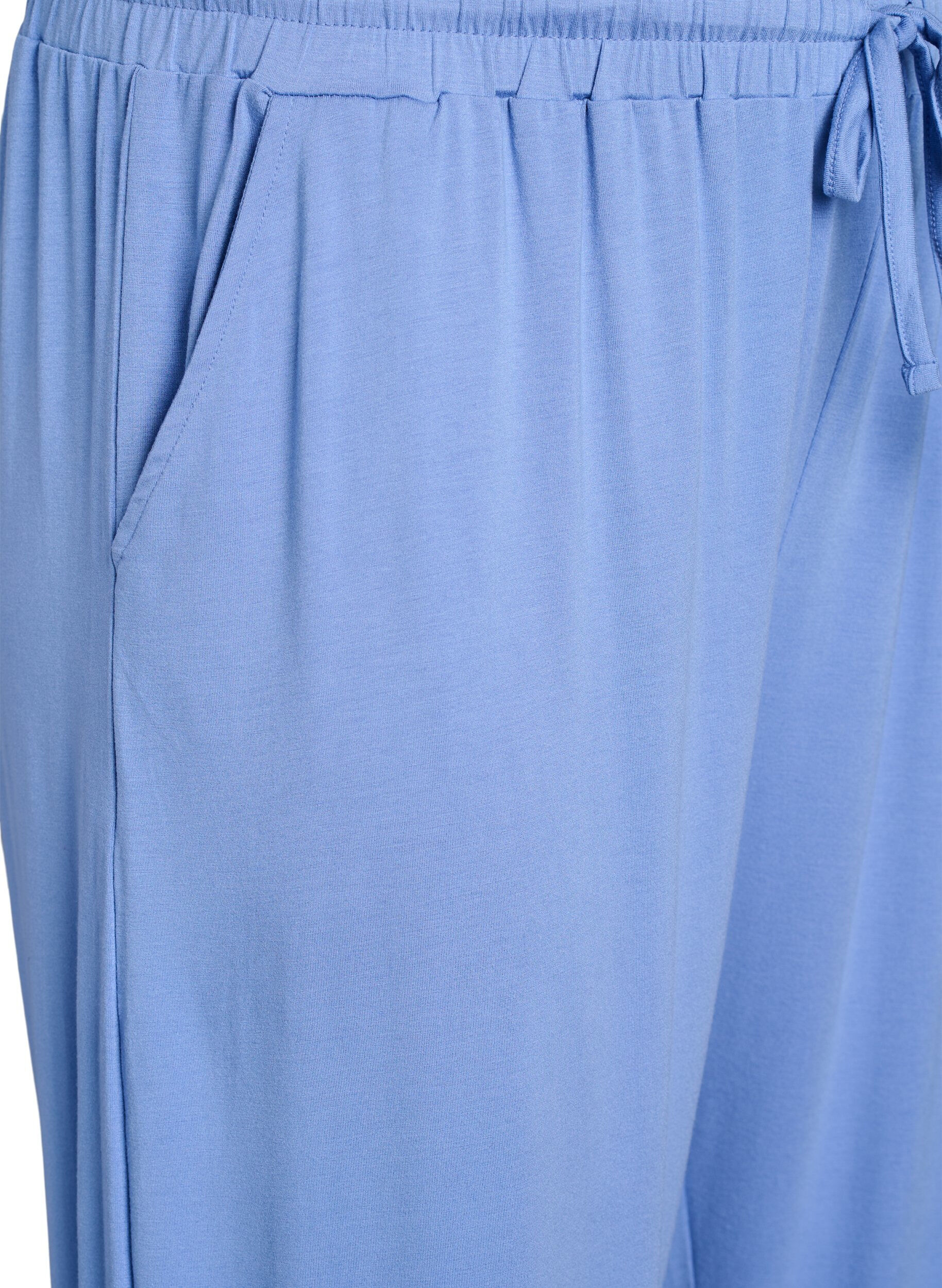 Zizzi Pantalon de nuit ample en jersey de viscose avec poches, Bleu, Packshot image number 2