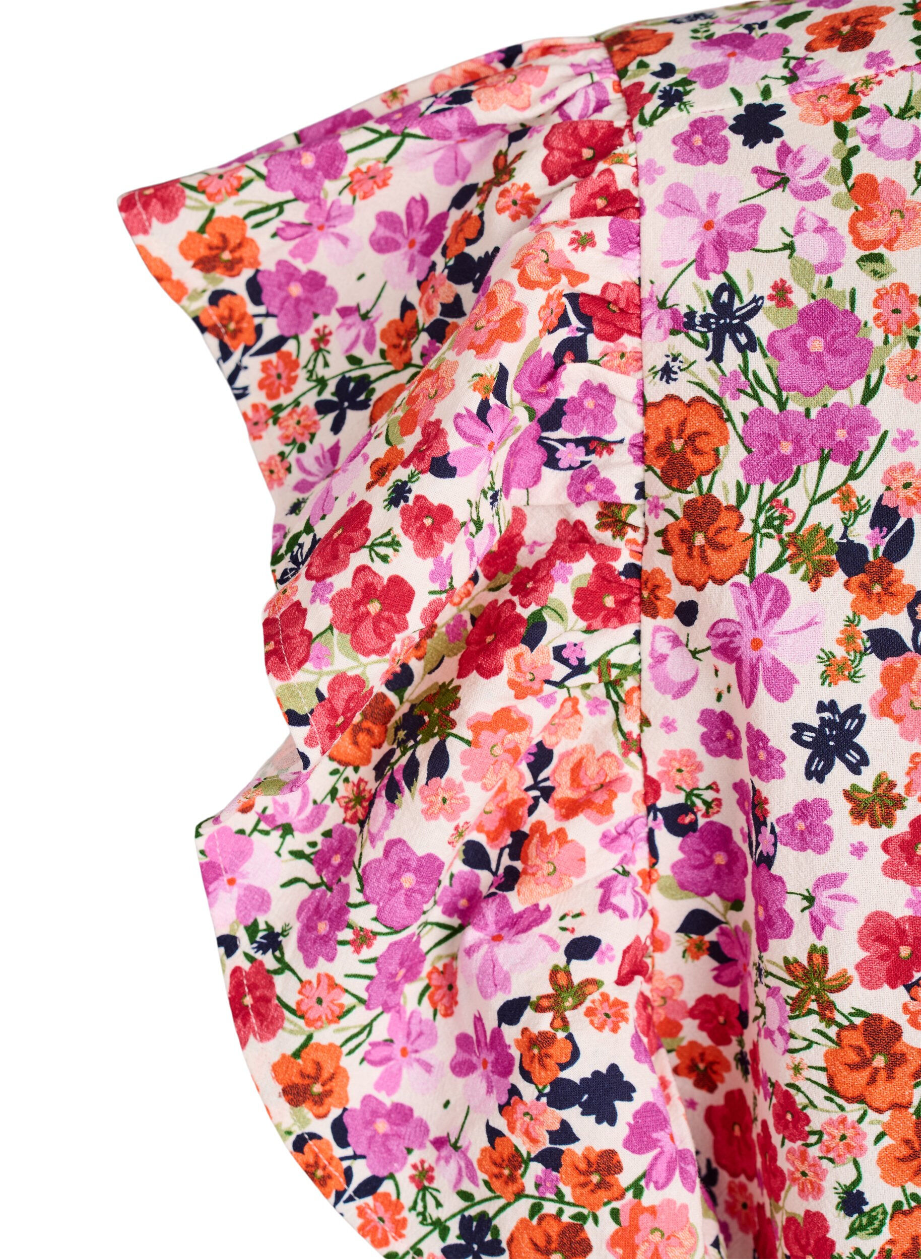 ZizziRobe fleurie en coton avec volants et col en V, Rose, Packshot image number 3