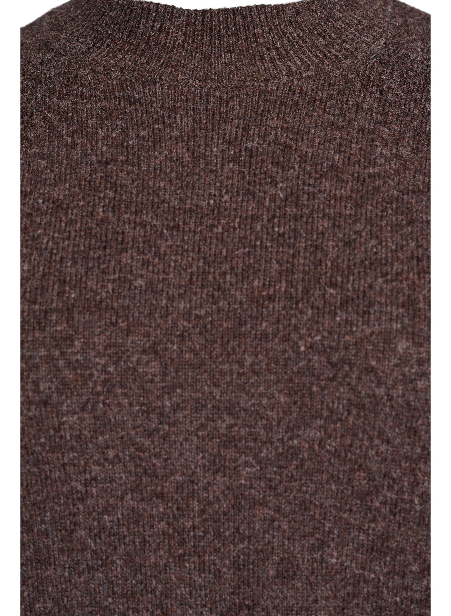 Zizzi Strickbluse aus Bio-Baumwolle und Merinowolle, Braun, Packshot image number 2