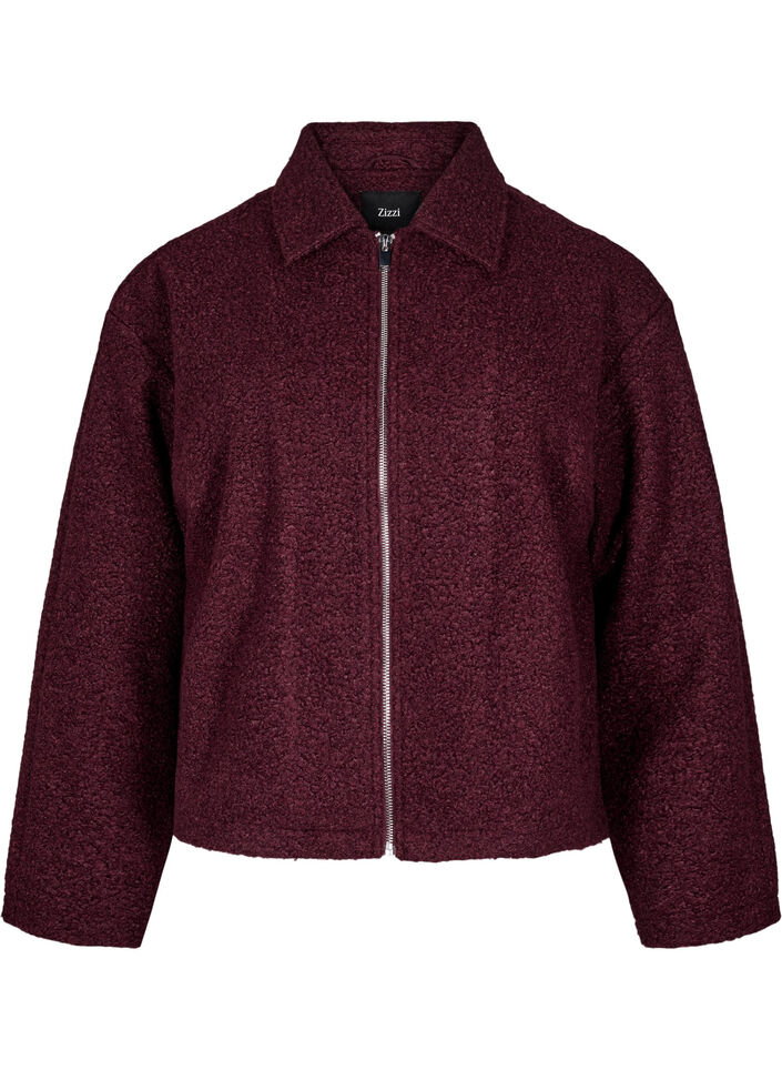 Kurze Jacke mit Reißverschluss, Dunkles Bordeaux, Packshot image number 0