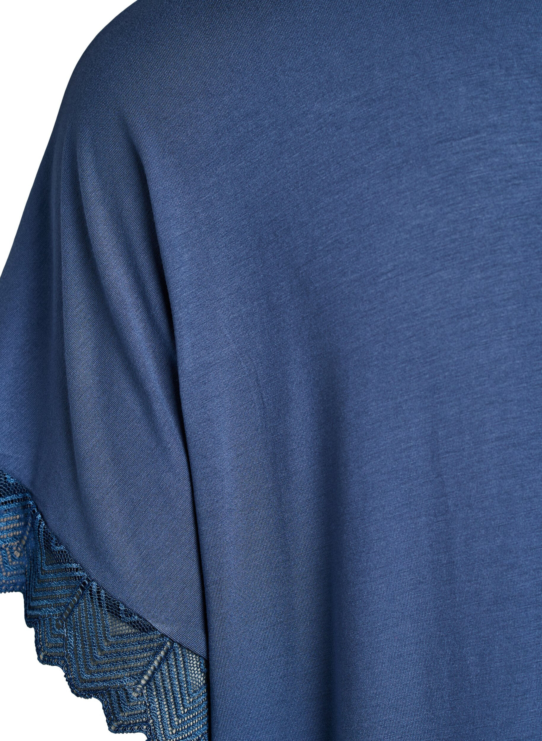 Zizzi Chemise de nuit en viscose manches courtes dentelle, Bleu, Packshot image number 3