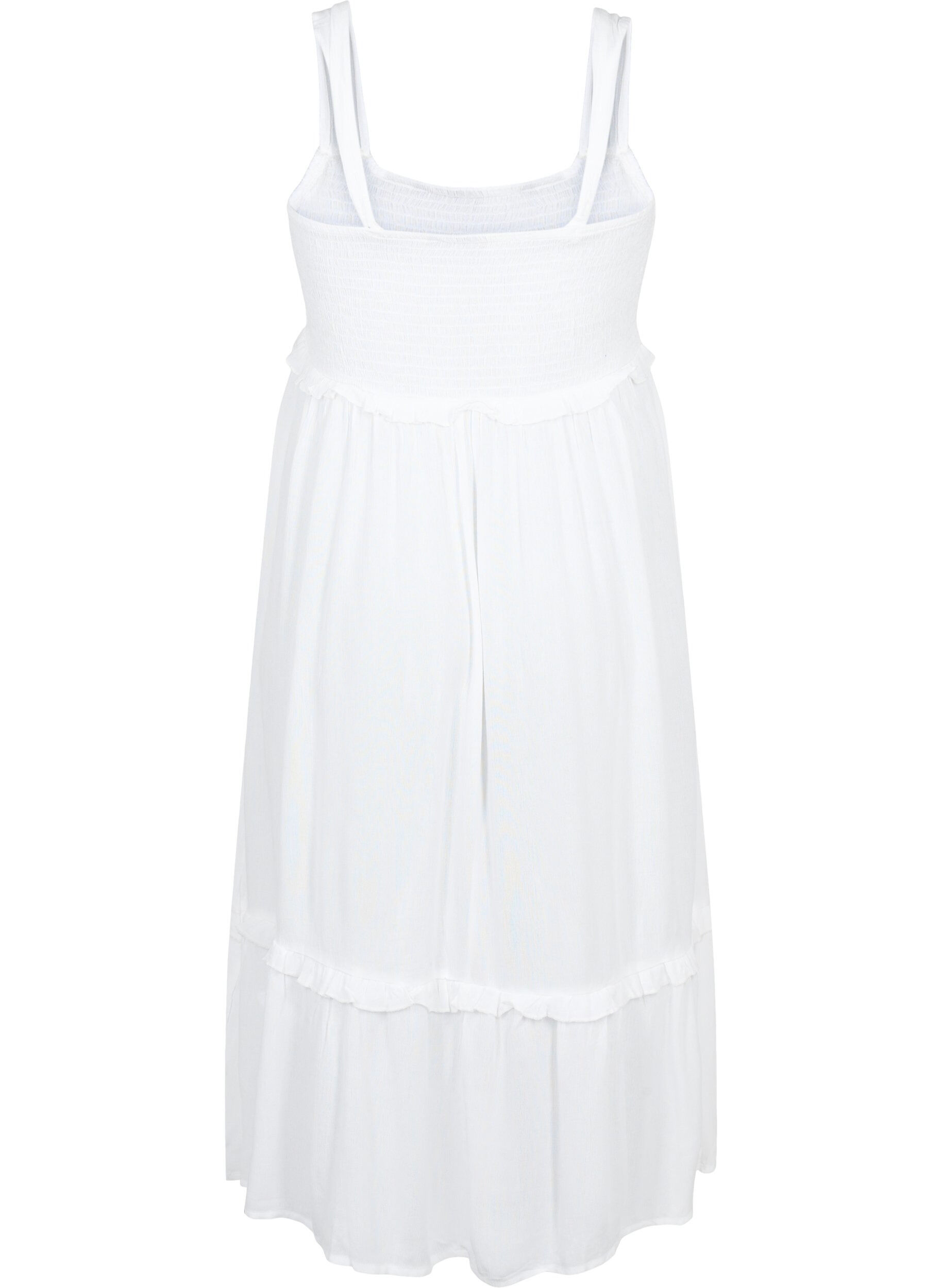 Zizzi Midikleid aus Viskose mit Smok, Bright White, Packshot image number 1