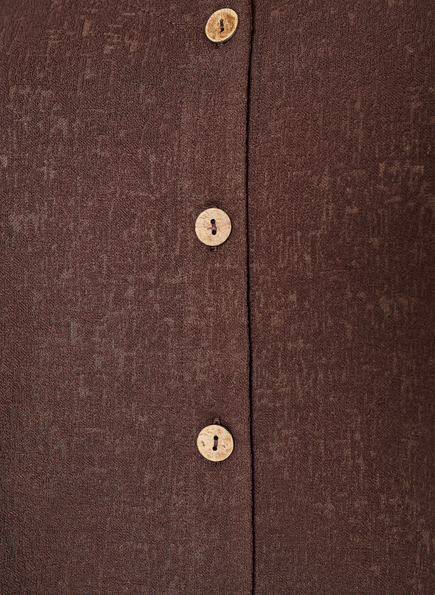 ZizziStrukturierte Bluse aus Baumwolle mit Knopfleiste, Braun, Packshot image number 2