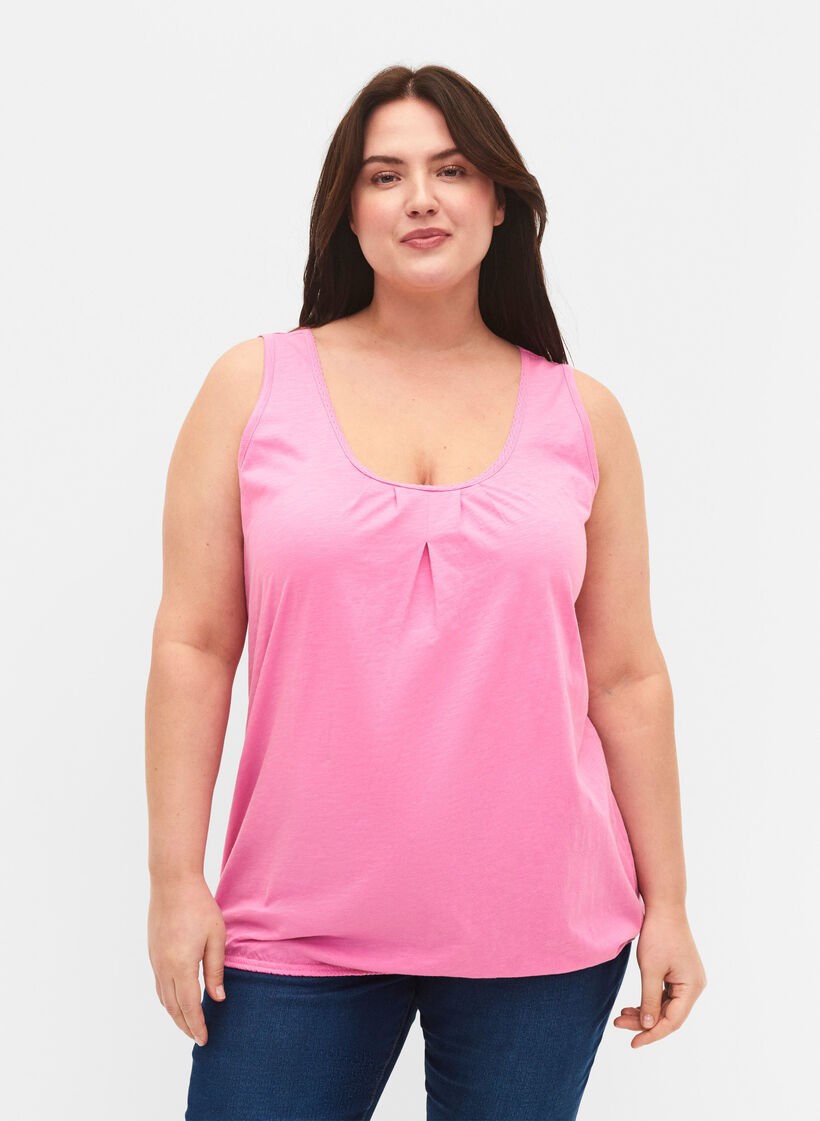 2er-Pack Tops aus Baumwolle mit Spitzenrand, Rosebloom / Black, Model image number 0