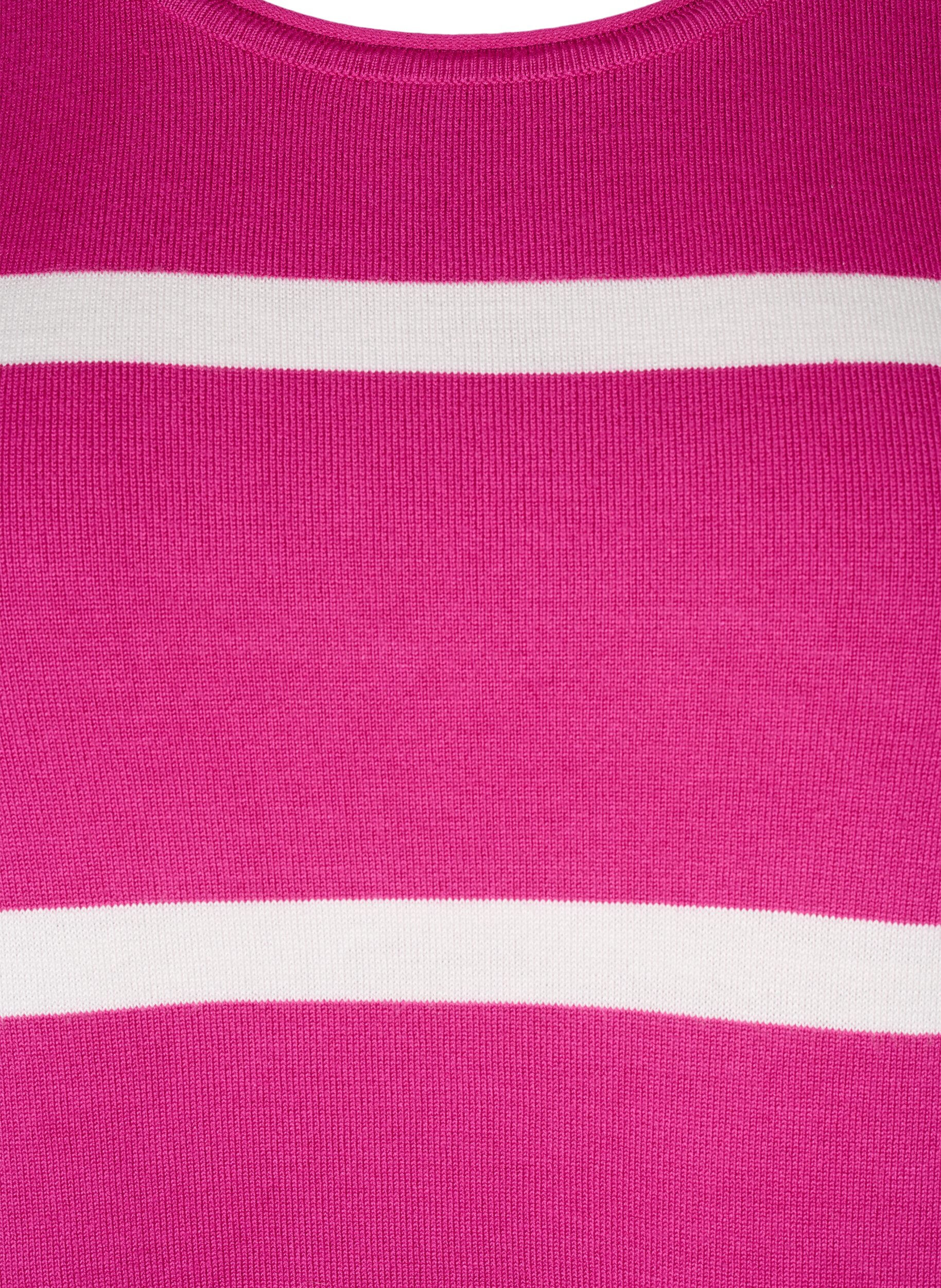 Zizzi Gestrickte Viskosebluse mit Streifen, Pink, Packshot image number 2