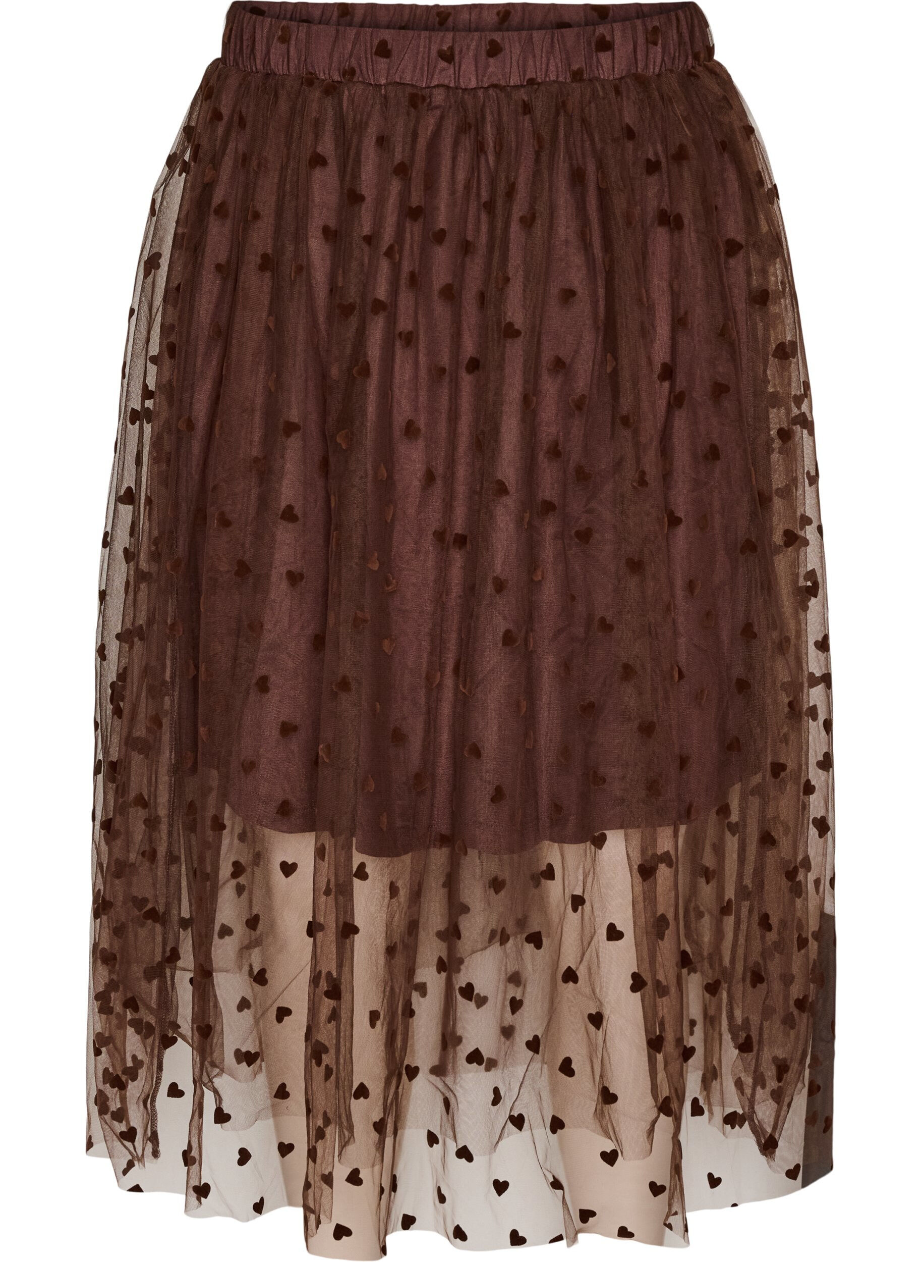 Jupe midi en tulle avec des c&oelig;urs