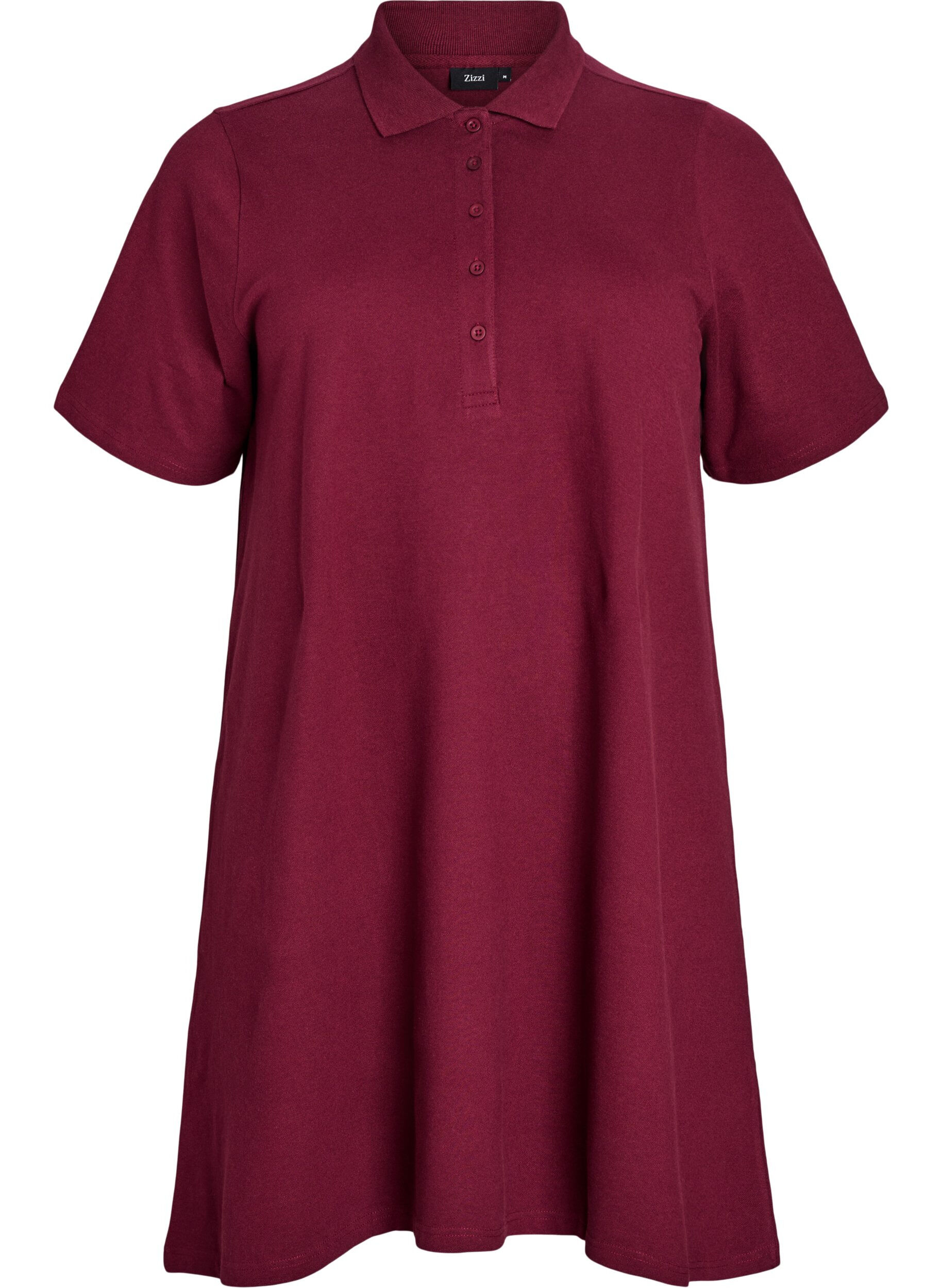 Zizzi Kurzes Polokleid im A-Linien-Schnitt, Dunkles Bordeaux, Packshot image number 0