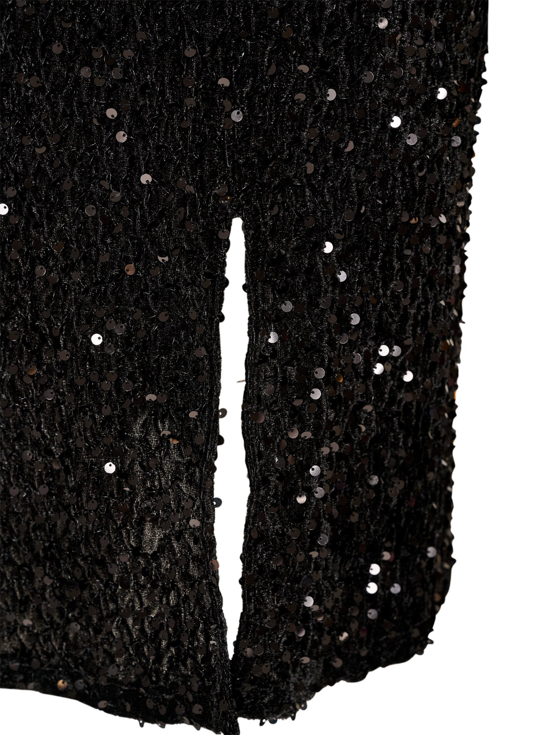 ZizziJupe midi avec sequins et fentes, Noir, Packshot image number 3