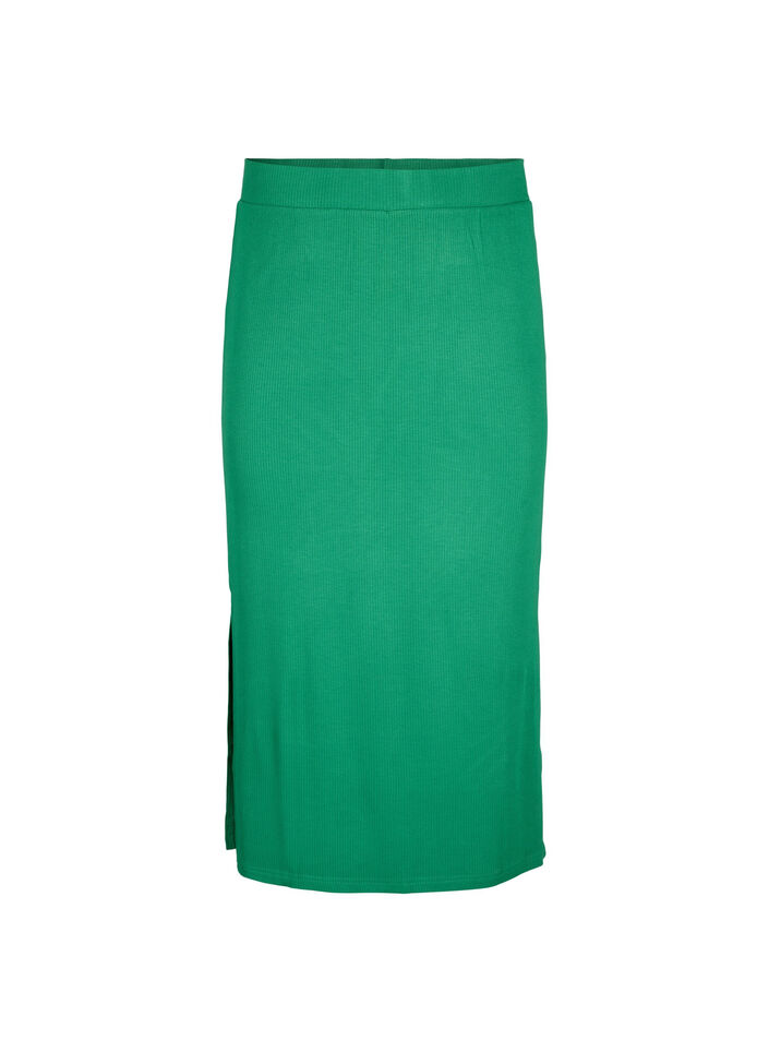 Jupe midi ajustée en viscose, Vert, Packshot image number 0