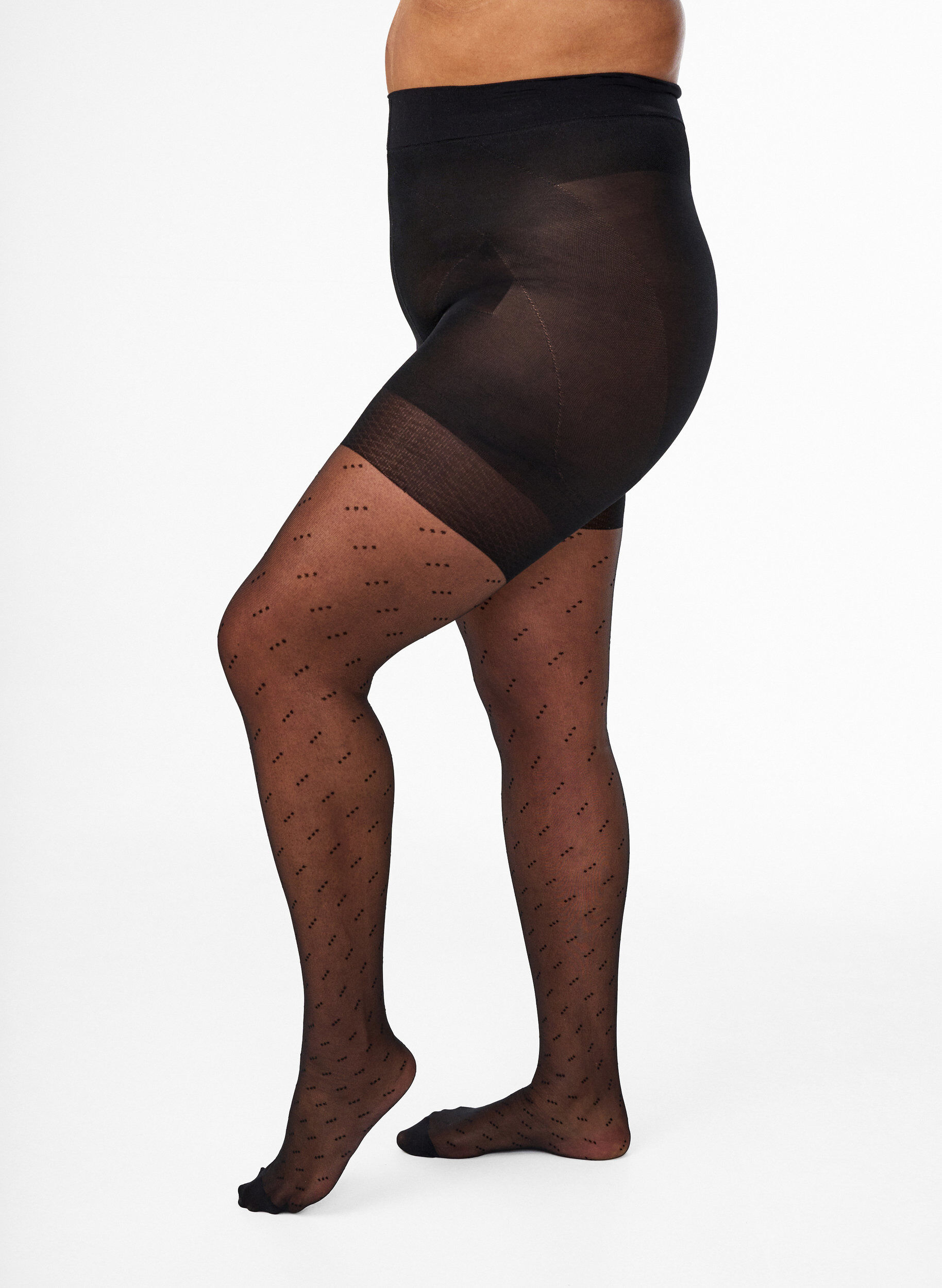 25 den Push-up-Strumpfhose mit Punktmuster, Schwarz, Model