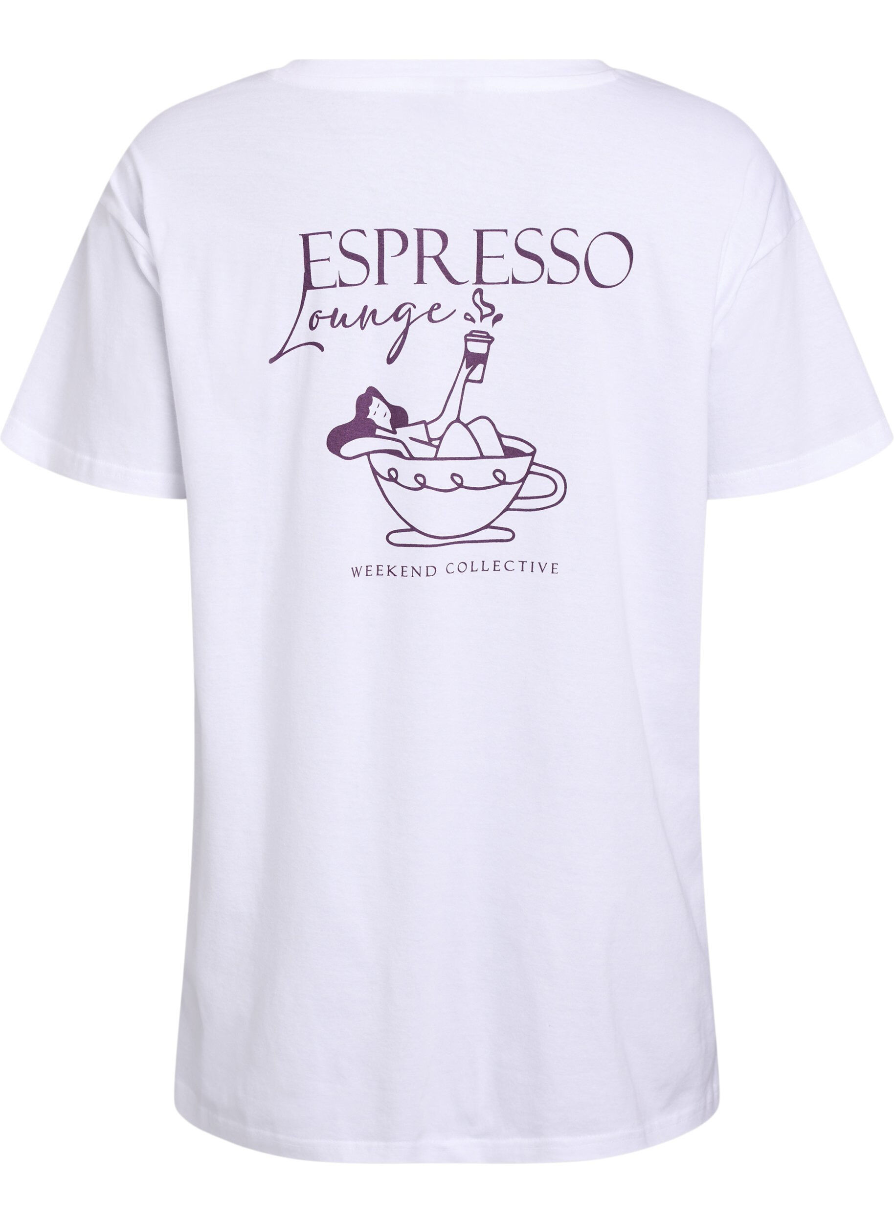 Zizzi T-shirt de nuit long en coton bio avec imprim&eacute;, Blanc, Packshot image number 1