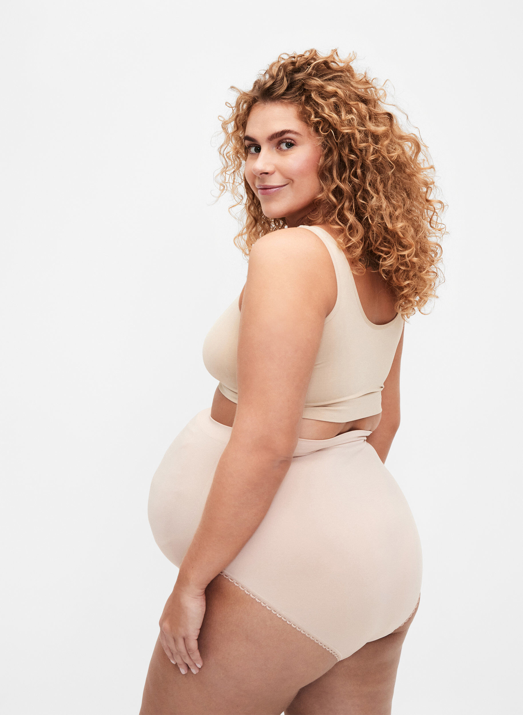 Zizzi Culottes de maternit&eacute; sans coutures, Beige, Model image number 1